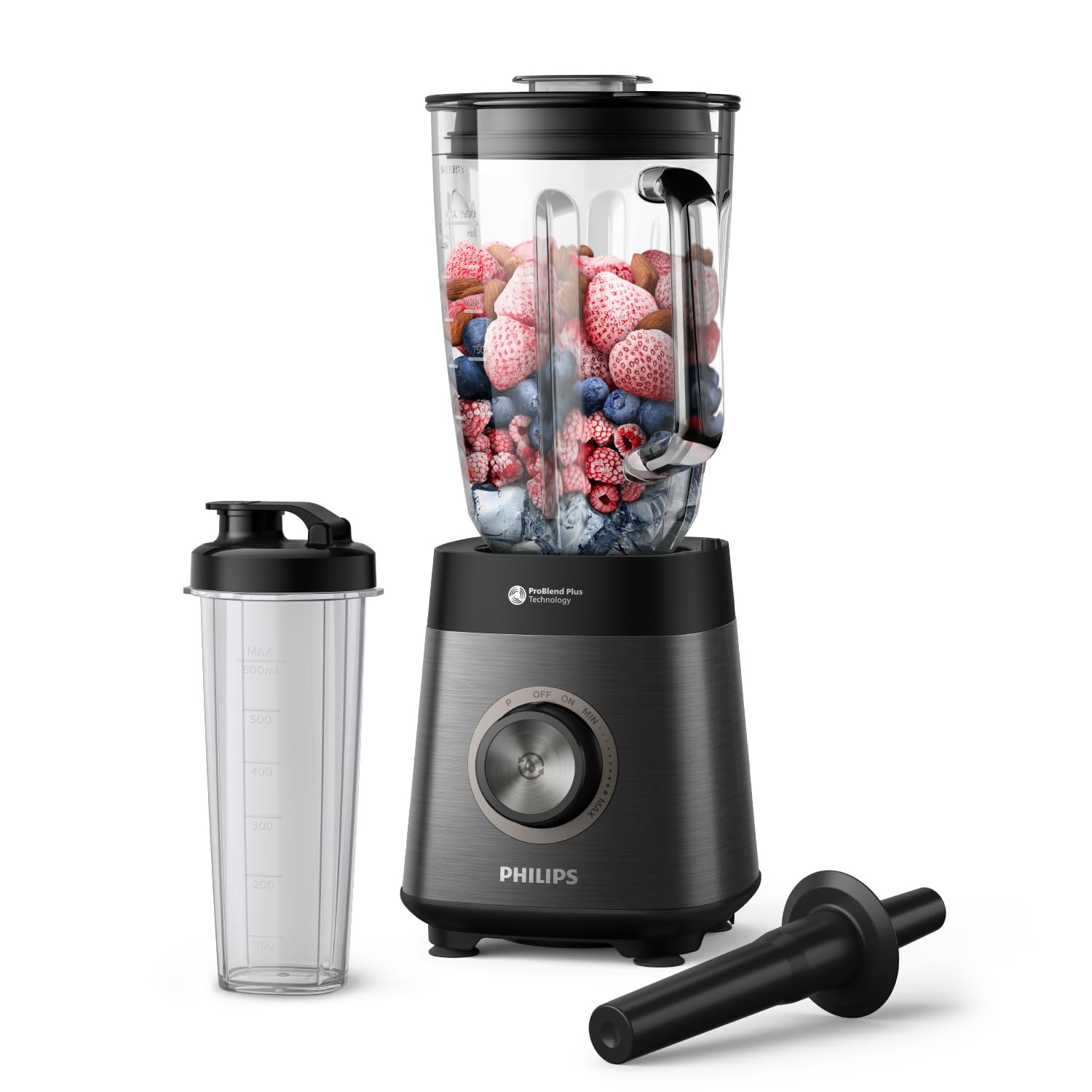 Philips 5000 Series Blender - 1200W High Power Motor, ProBlend Plus Technology, 2L Large Capacity, Dishwasher Safe Parts, Auto Cleaning Function, Black (HR3041/00) - Perfect for Smoothies, Protein Shakes, Baby Food & Kitchen Prep