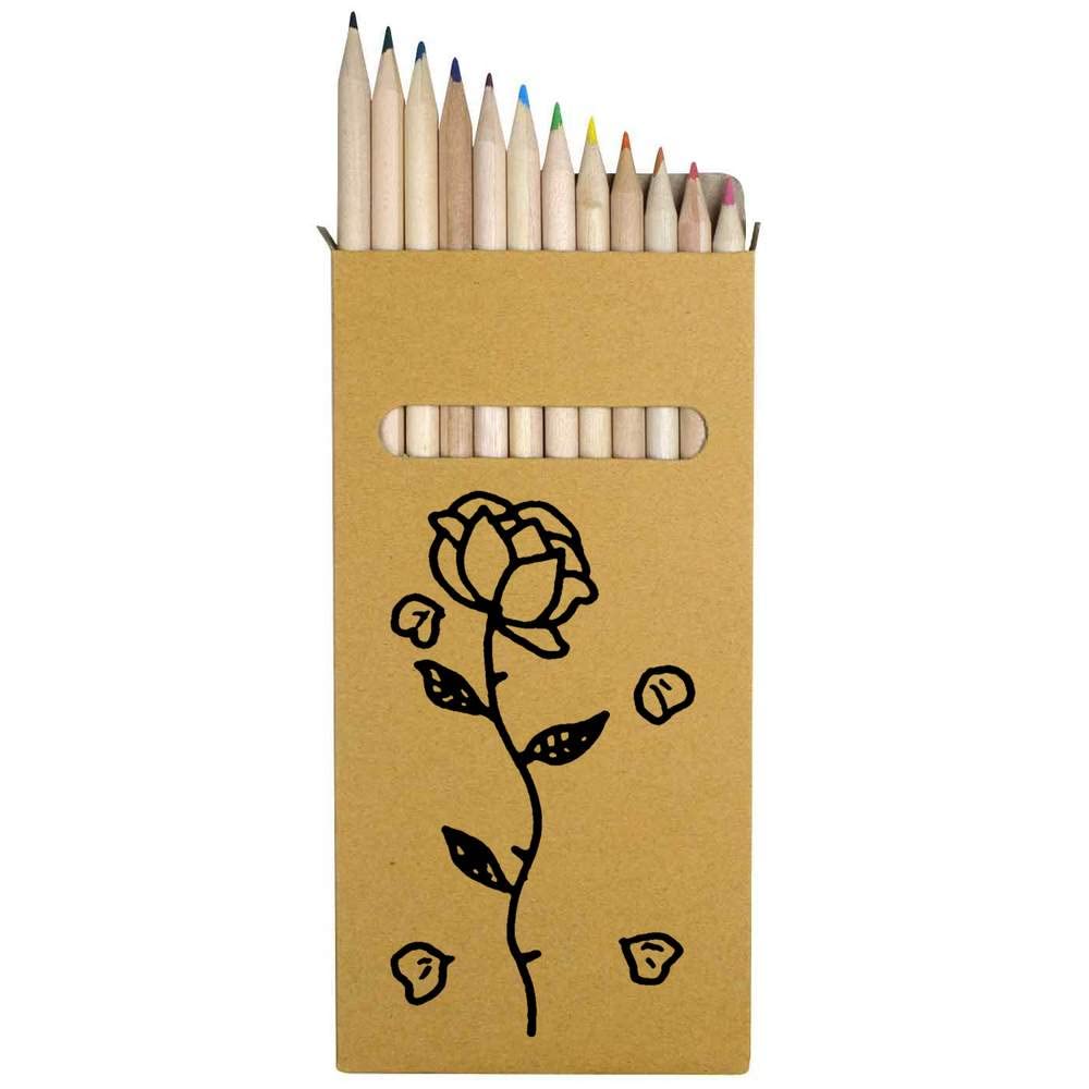 Azeeda 12-Pack Rose Shedding Petals Colored Pencils Set - 178mm Long Vibrant Art Pencils for Drawing, Sketching & Adult Coloring Books (PE00041085) | Perfect for Artists, Students & DIY Craft Projects