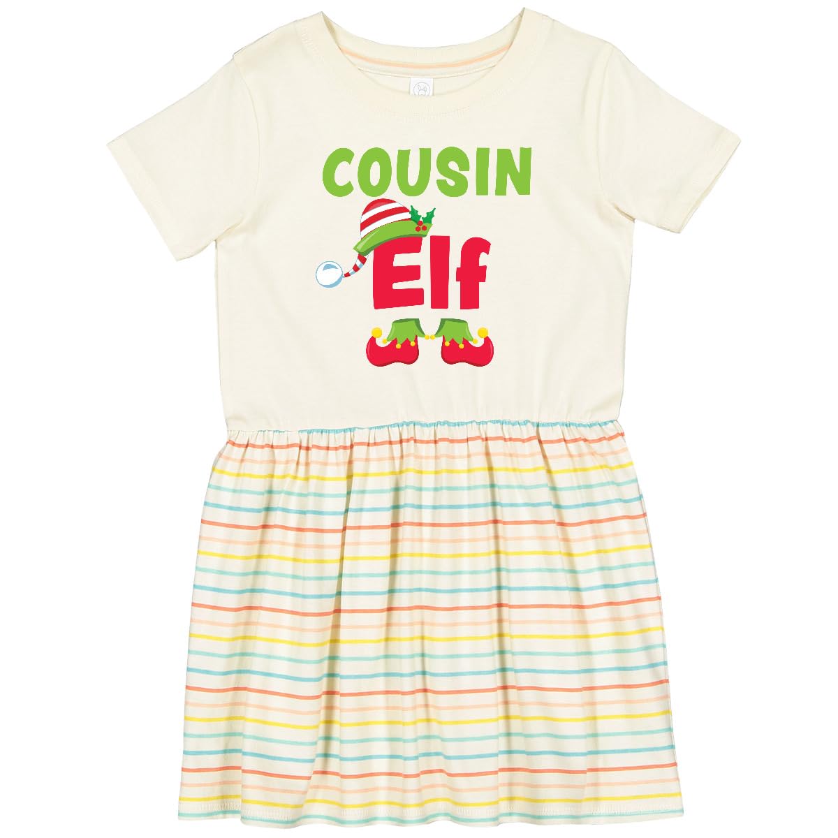 Inktastic Christmas Cousin Elf Toddler Dress - Festive Holiday Outfit for Baby Girls | Perfect for Family Photos, Christmas Parties & Holiday Celebrations