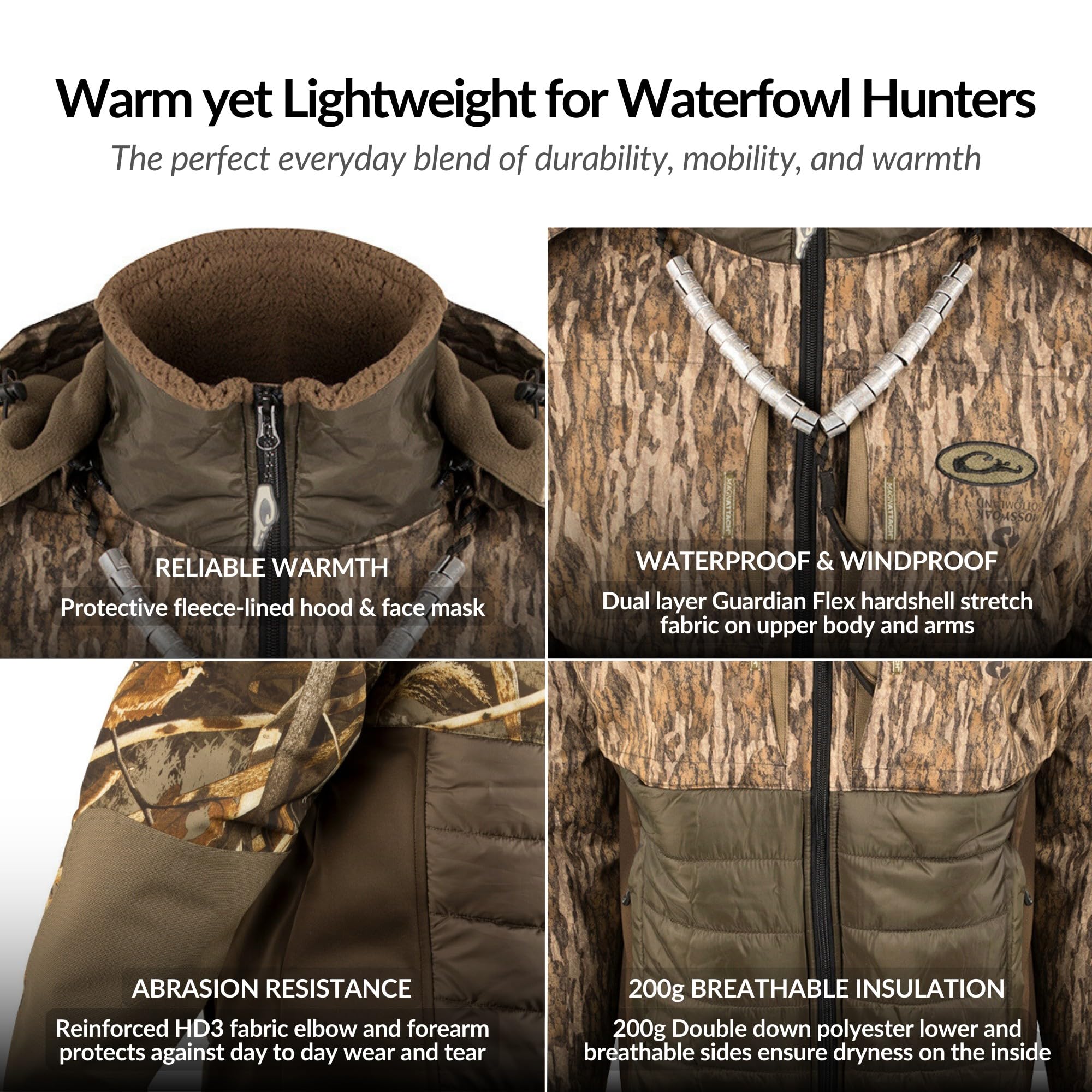 Drake Waterfowl® LST Guardian Flex™ Double Down Eqwader™ - Waterproof & Breathable Insulated Hunting Jacket for Men | Ideal for Duck Hunting, Waterfowl Hunting & Outdoor Adventures in Cold Weather
