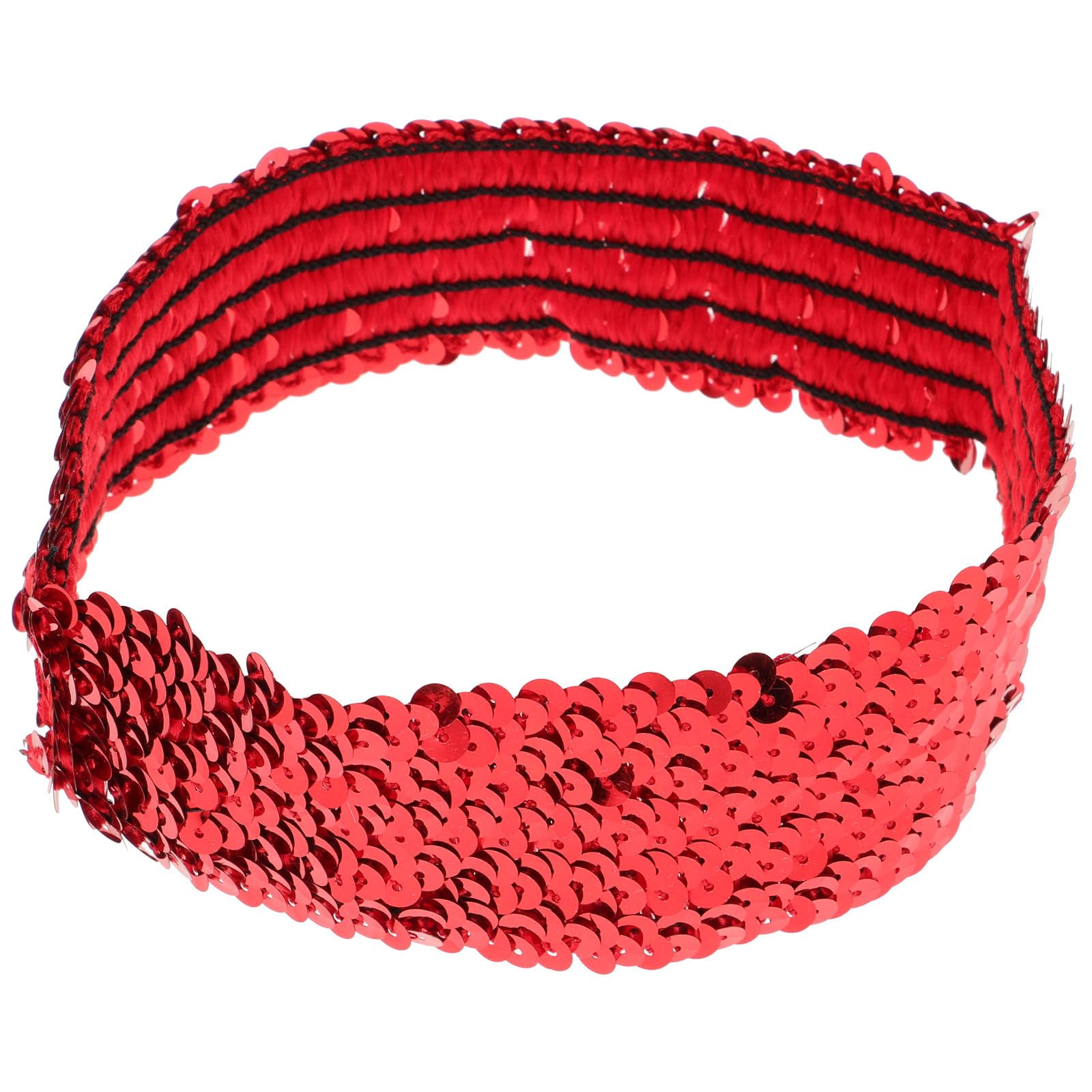 Beaupretty Sparkly Sequin Headband - Stretch Elastic Hair Accessories for Women & Girls - Red Glam Headpiece for Stage Performances, Parties, Weddings & Special Occasions