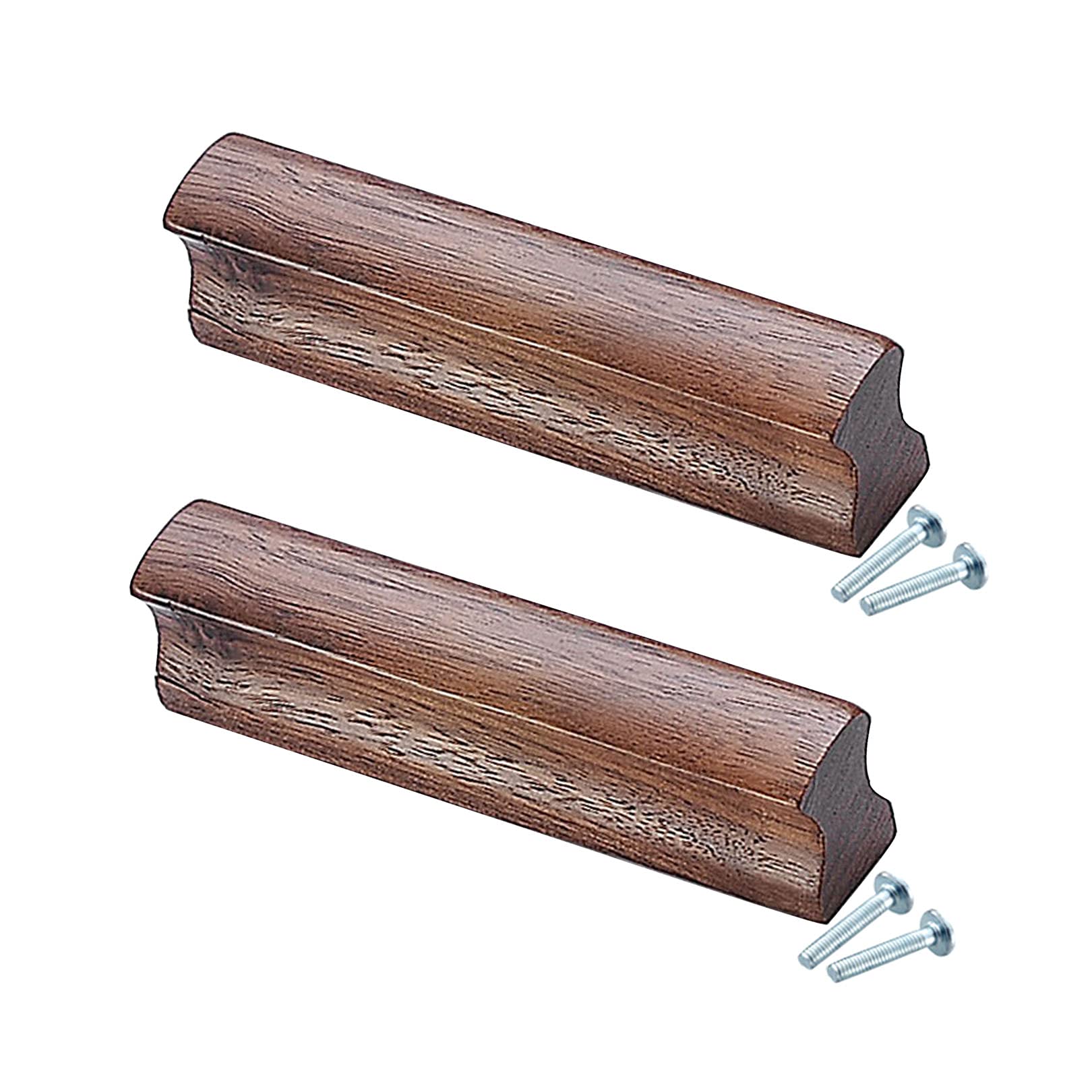 2-Pack Black Walnut Cabinet Handles - Modern Wooden Drawer Pulls & Knobs for Kitchen, Bathroom, Wardrobe & Dresser - Single Hole Installation with Screws Included - Perfect for Home Furniture & Cabinet Upgrades