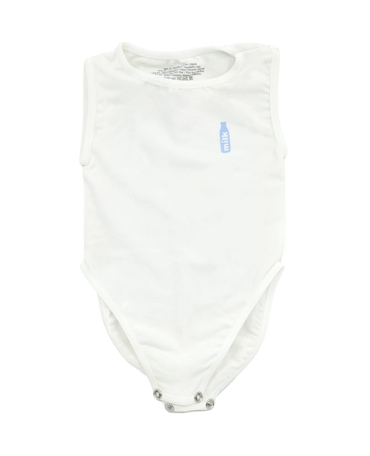 RelaxMaternity Baby 5921 Organic Milk Fiber Sleeveless Bodysuit for Boys & Girls | Soft & Breathable | One Size Fits 6-36 Months | 100% Made in Italy | Perfect for Summer, Playtime & Everyday Comfort