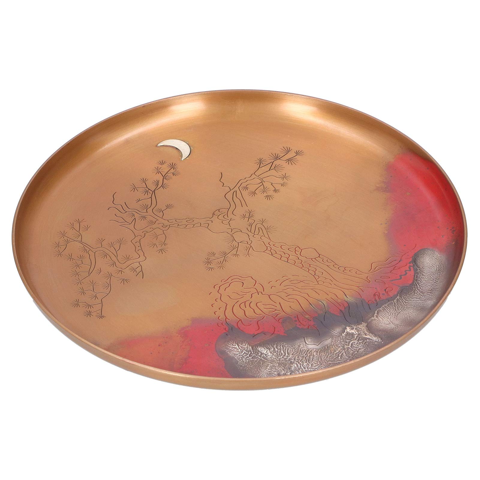 Non-Slip Round Tea Cup Holder - 19cm Chinese Red Copper Tea Plate for Home & Office - Perfect for Tea Ceremonies, Afternoon Tea, and Gifts
