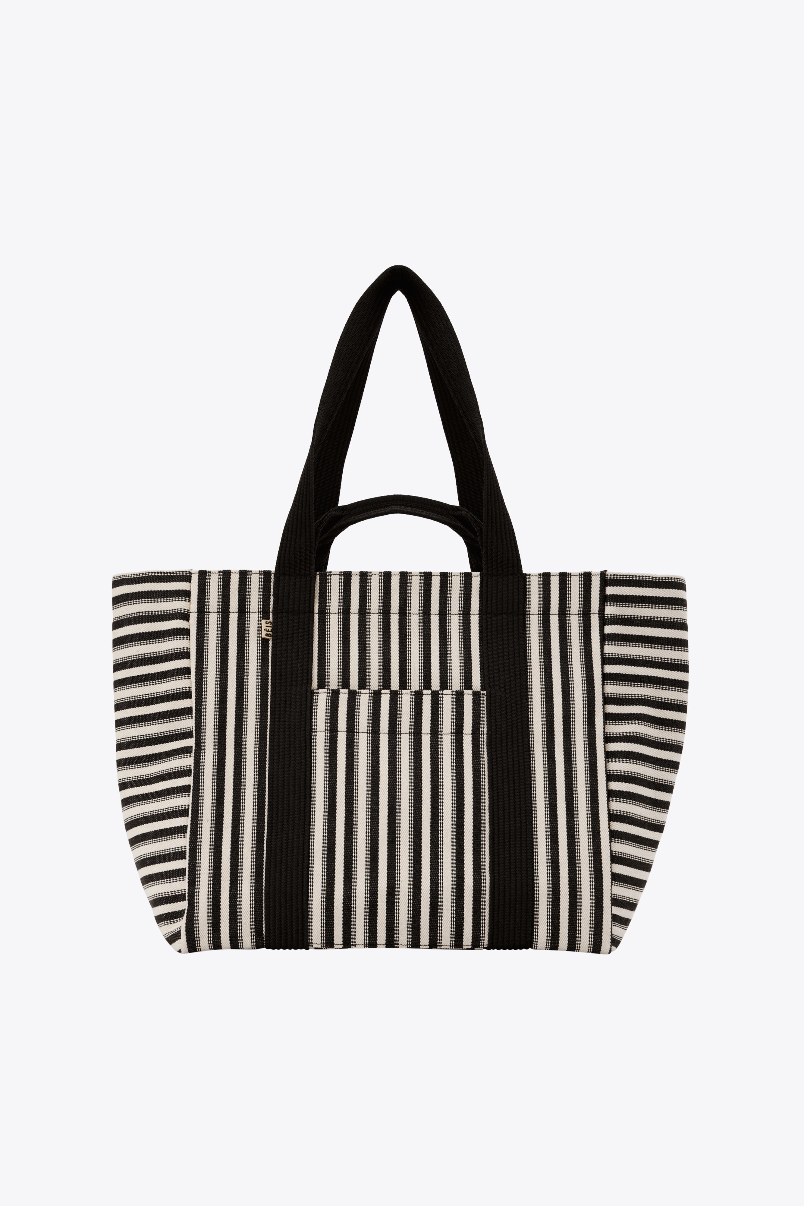 Vacation Tote Bag - Black & White Striped Beach Tote for Women, Perfect for Travel, Pool, Beach & Shopping | Lightweight & Spacious Carryall