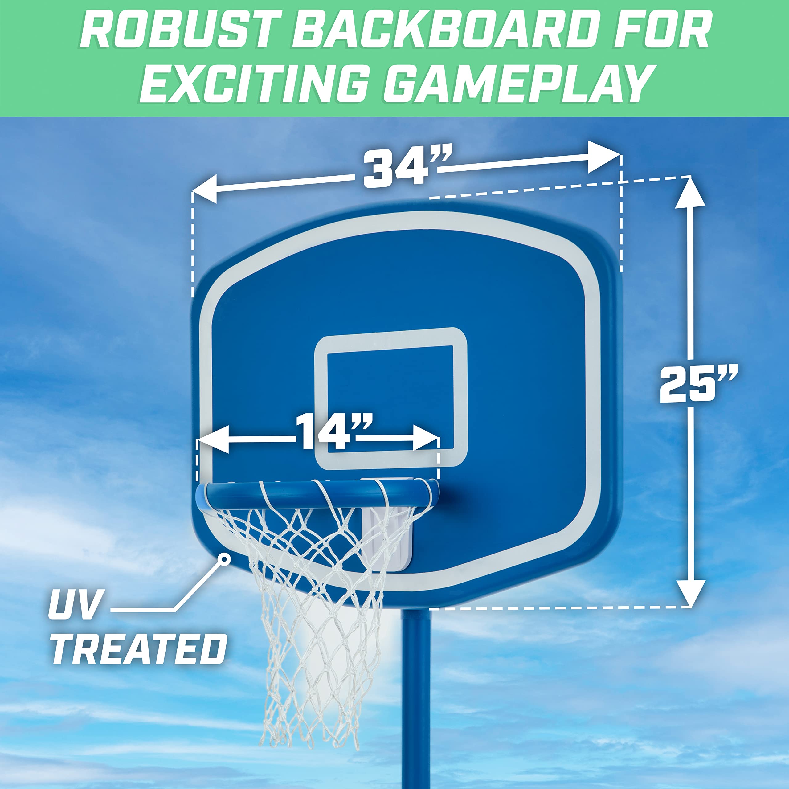 GoSports Splash Hoop Above Ground Pool Basketball Game Set - Includes 2 Inflatable Pool Basketballs & Air Pump - Perfect for Backyard Pool Parties, Summer Fun & Water Games