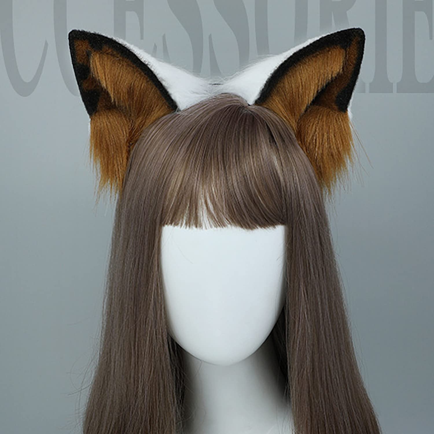 Faylay Women's Furry Animal Ear Headband - Cute Dog Ear Hair Accessories for Cosplay, Halloween, and Daily Fashion