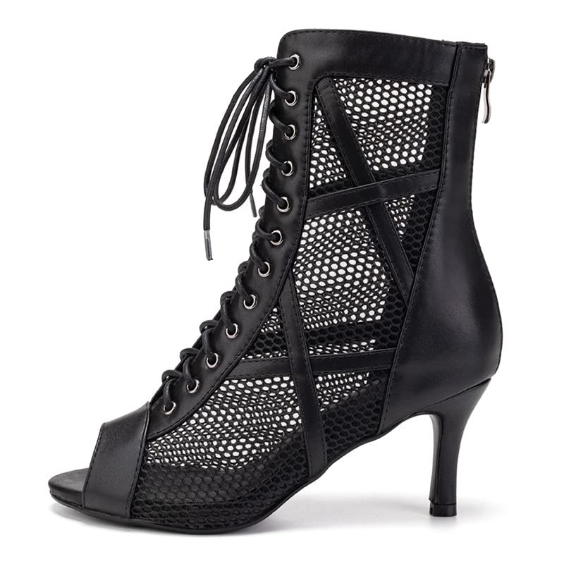 TINRYMX Women's Ballroom Dance Boots - Latin Salsa Performance & Practice High Heel Shoes (Model DSK99) | Perfect for Professional Dance Competitions & Stage Performances