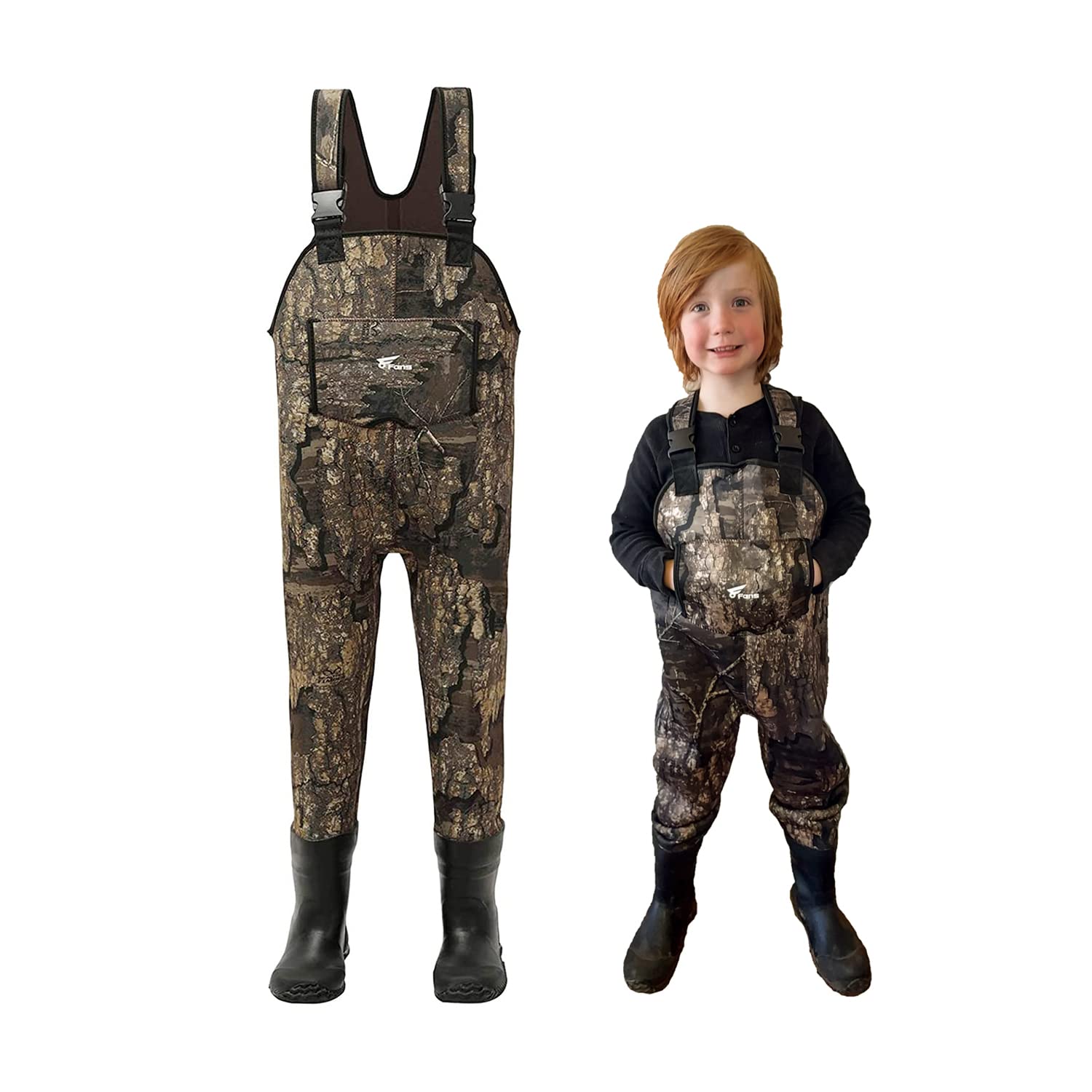 8 Fans Kids Chest Waders with Boots - Neoprene Waterproof Youth Waders for Toddlers, Insulated Hunting & Fishing Waders - Perfect for Outdoor Adventures, Stream Fishing & Duck Hunting