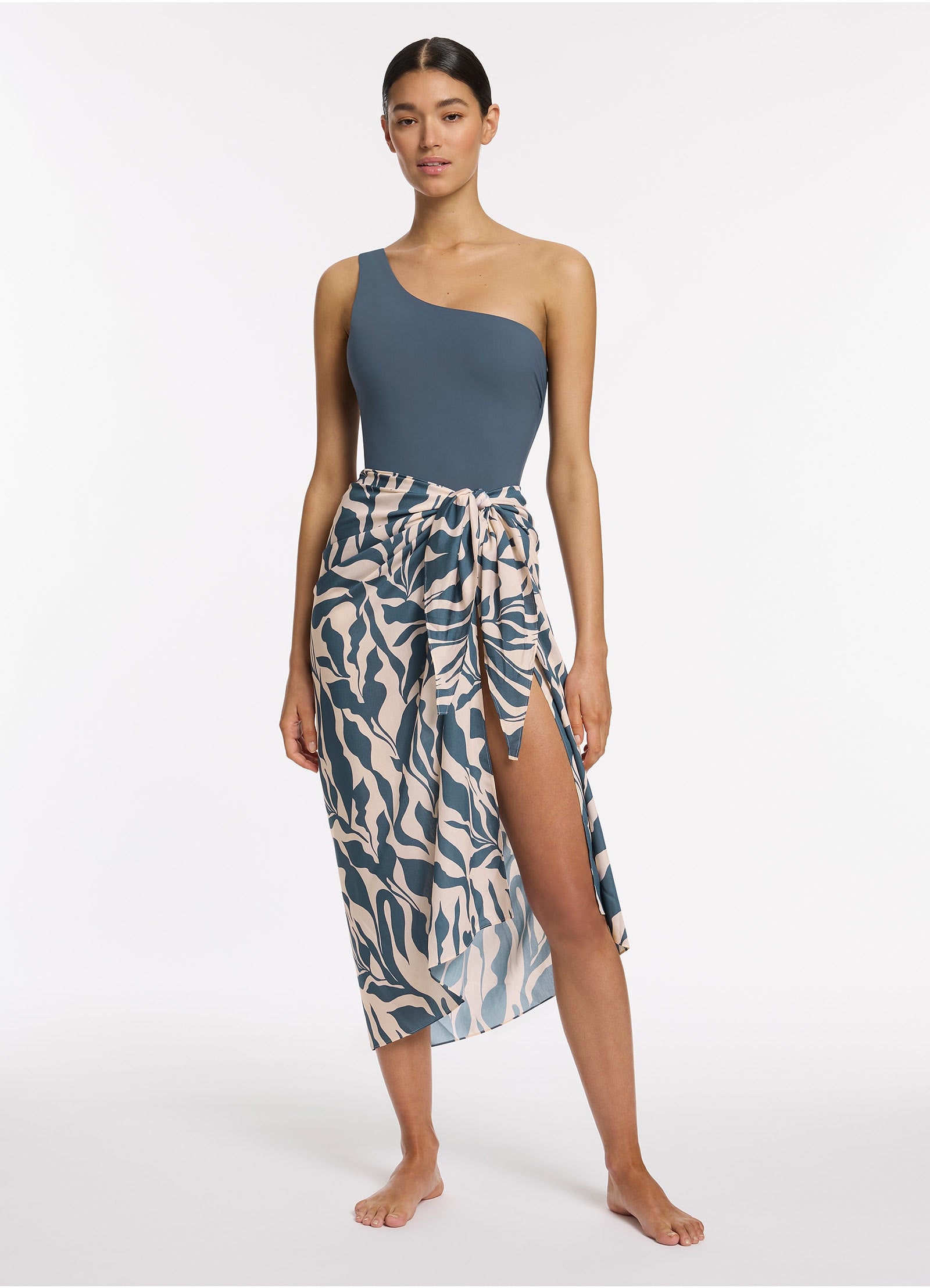 Sereno Sarong - Premium Steel Blue Beach Wrap for Women | Perfect for Beach, Pool, and Vacation Cover-Up