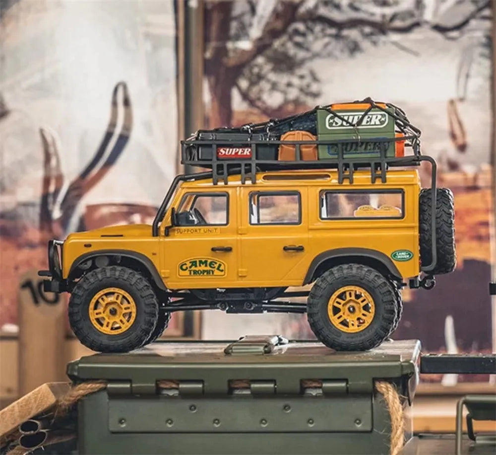 FMS FCX24M 1/24 Scale 4WD RC Rock Crawler Truck - Licensed Range Rover Camel Trophy Edition with LED Lights | 2.4G Remote Control Off-Road Vehicle for Indoor/Outdoor Crawling & Trail Adventures