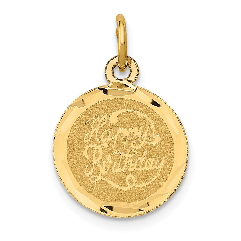 14k Happy Birthday Disc Charm - 14kt Yellow Gold Birthday Gift for Women, Best Friend, Mom - Perfect for Necklaces, Bracelets & Jewelry Making