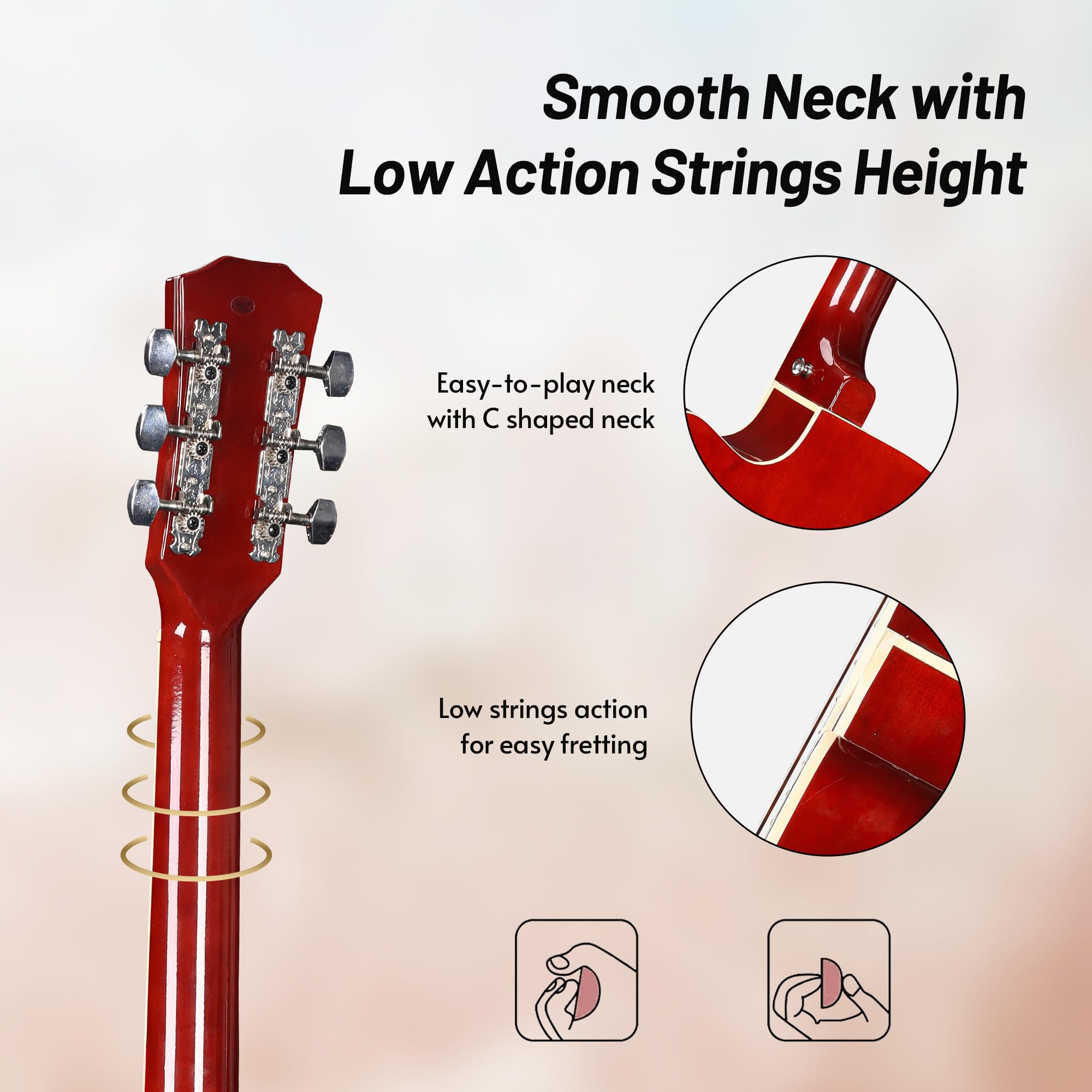 ADM 38-Inch Cutaway Acoustic Guitar Starter Kit for Beginners & Adults - Sunburst Wood Guitar with Gig Bag, Strap, Strings, Picks, Capo & Stand - Includes Free Online Lessons - Perfect for Home Practice, Campfire Sessions & Music Classes