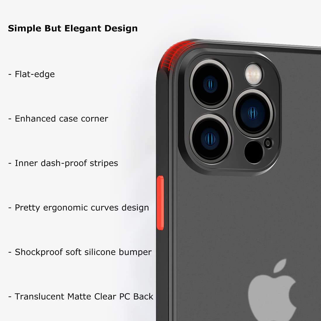 ZEZHOU iPhone 12 Pro Case with Camera Lens Protector - Shockproof Slim Hard Cover with Soft Edge & Enhanced Corners | Translucent Matte Drop Protection Phone Case for iPhone 12 Pro 6.1