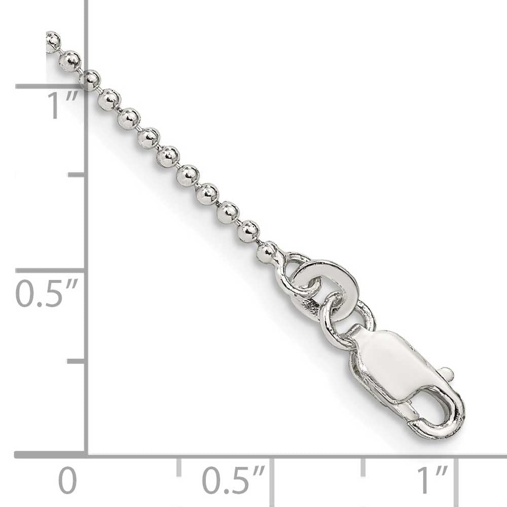 1.5mm Sterling Silver Beaded Chain Anklet - Dainty Ankle Bracelet for Women, Perfect for Everyday Wear & Beach Outfits
