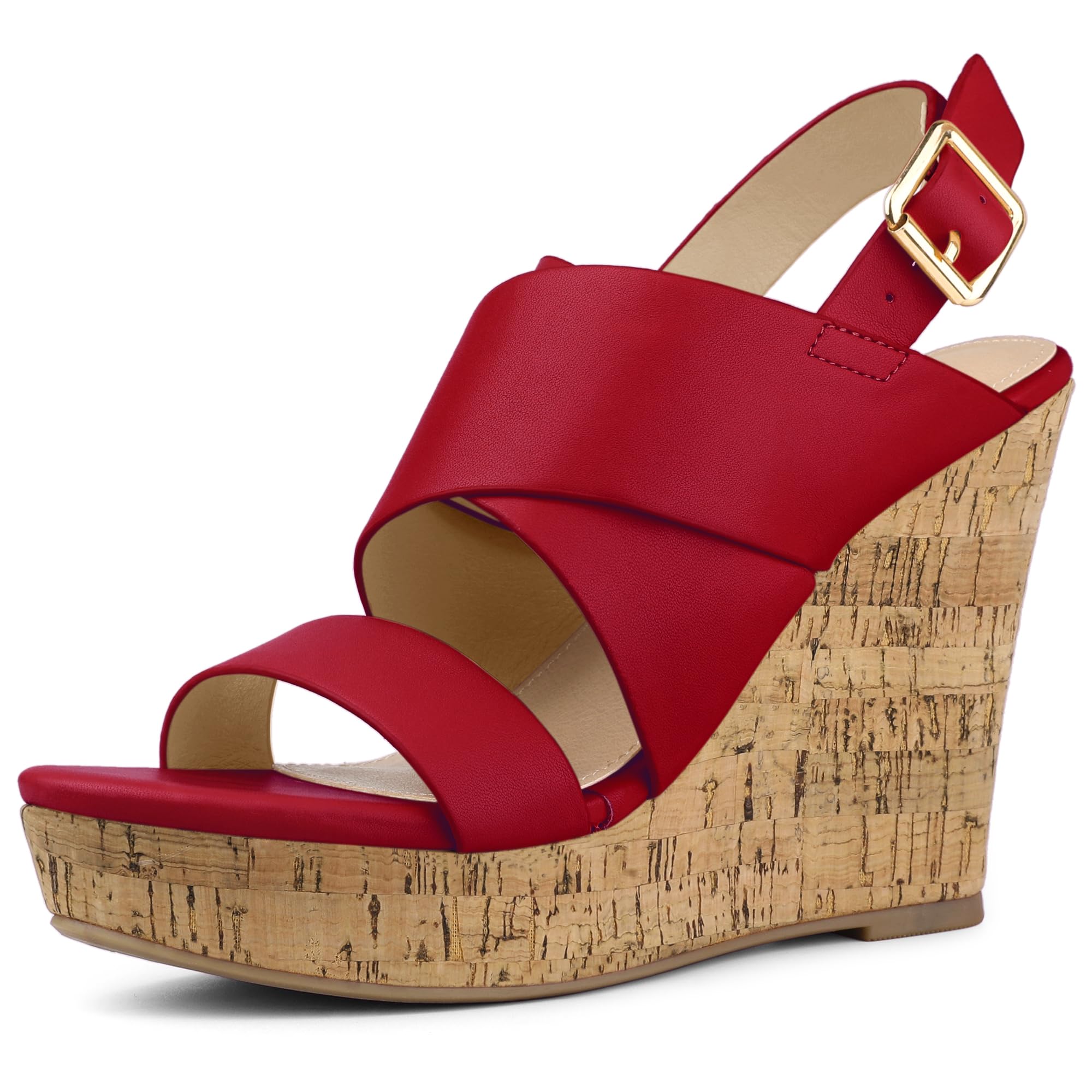 Allegra K Women's Wood Wedge Platform Sandals - Comfortable Summer Beach Shoes for Outdoor Walking, Vacation & Casual Outfits
