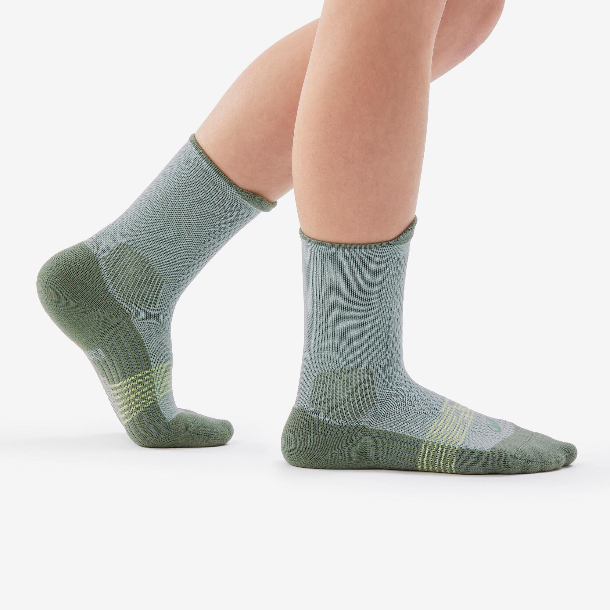 Quechua Kids' Hike 500 Crew Hiking Socks 2 Pack - Moisture-Wicking & Breathable for Outdoor Adventures, Camping & Trail Running