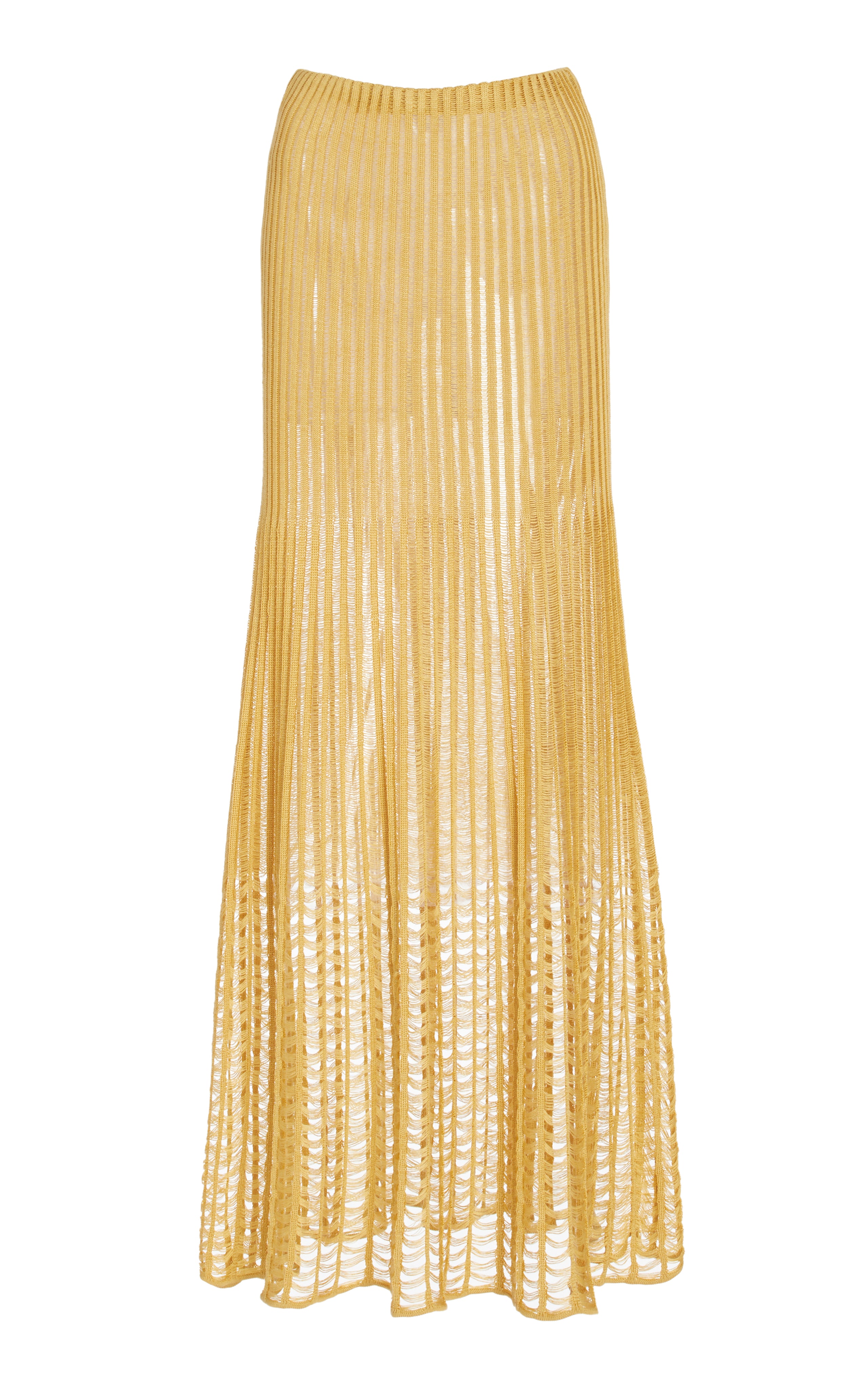 Althea Knit Maxi Skirt in Gold Shappe Silk - Elegant Women's Silk Skirt for Casual Wear, Date Night & Special Occasions