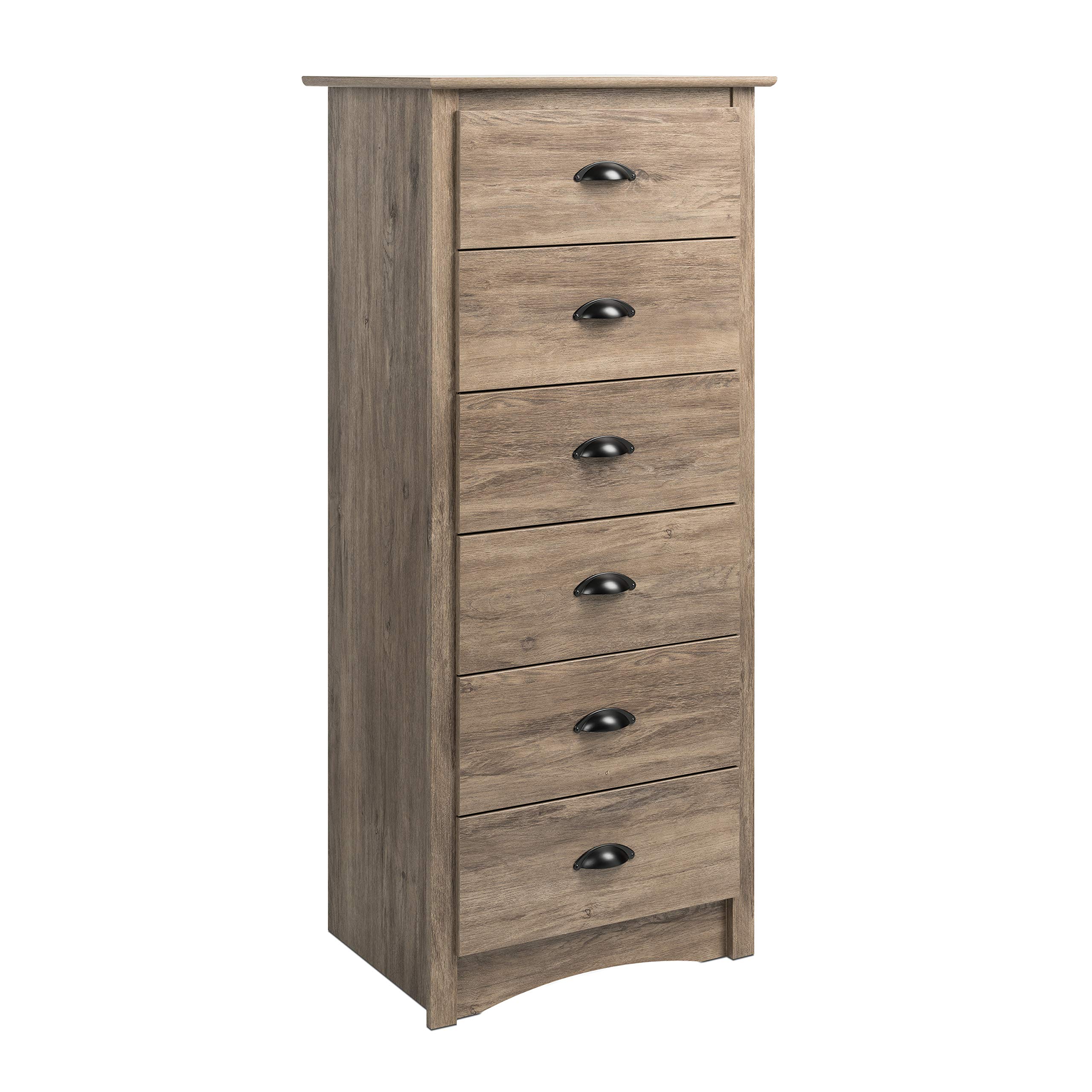 Prepac Salt Spring 6-Drawer Tall Chest & 3-Drawer Nightstand Set in Drifted Gray - Modern Bedroom Storage Furniture for Master Bedroom, Guest Room, or Dorm Organization