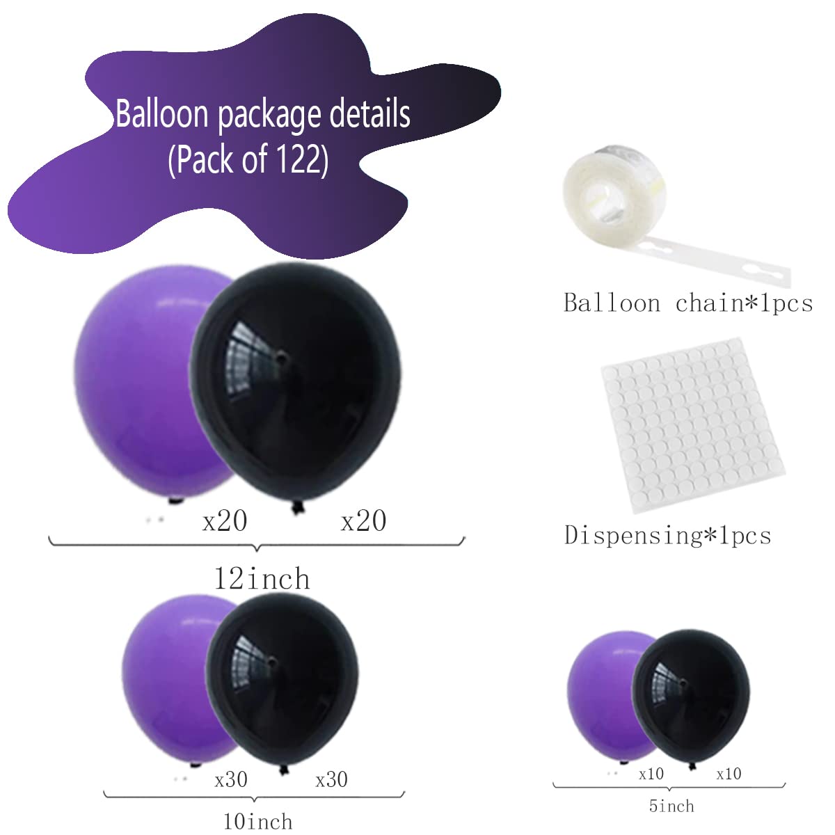 122PCS Purple and Black Balloon Garland Arch Kit - Party Decorations for Birthday, Wedding, Engagement, Anniversary, Bachelorette, Retirement & Graduation | Perfect for Indoor & Outdoor Celebrations
