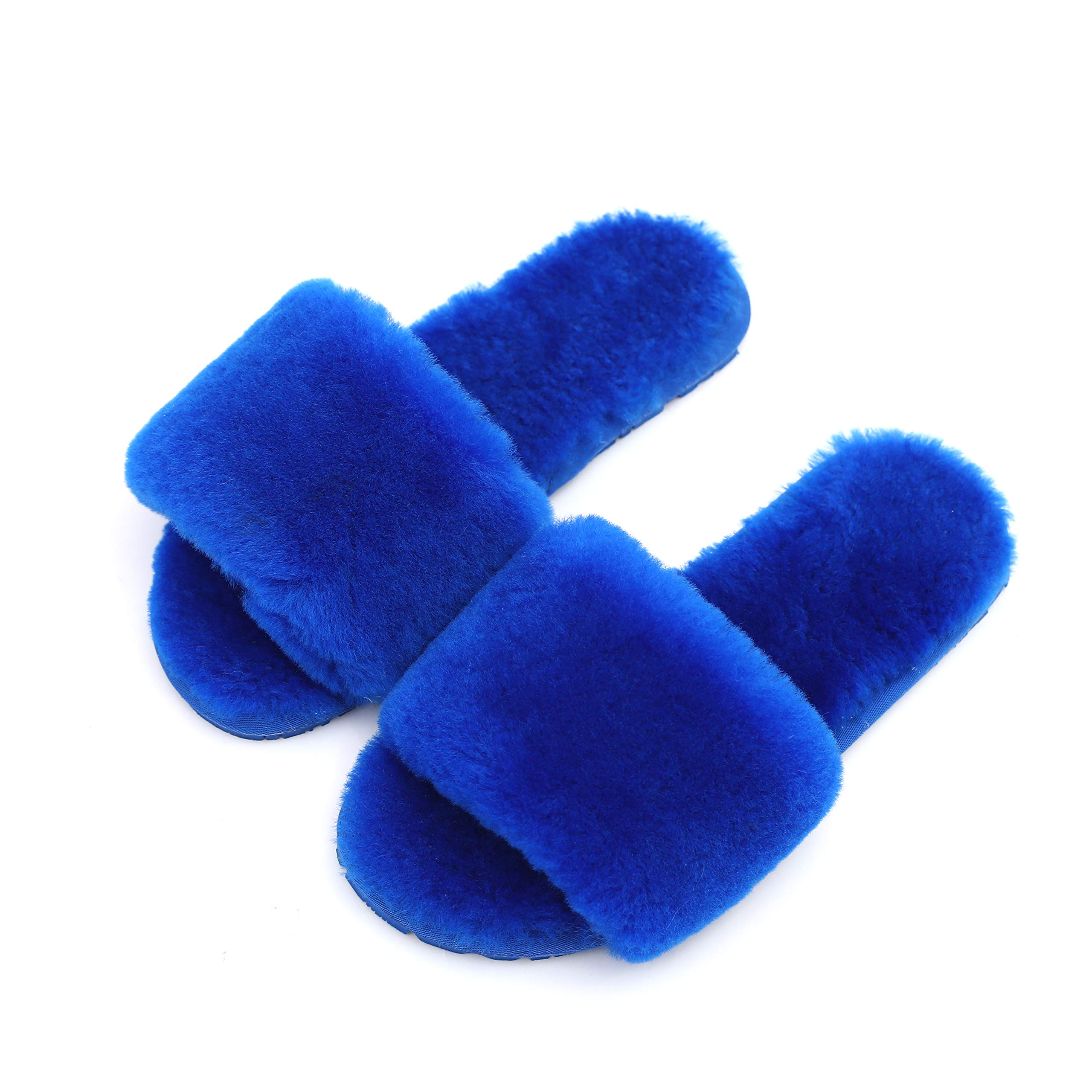 Boiled Wool Slippers for Women - Genuine Fur Open-Toe House Slippers | Luxury Comfort Indoor/Outdoor Wear | Perfect for Home, Office & Relaxation