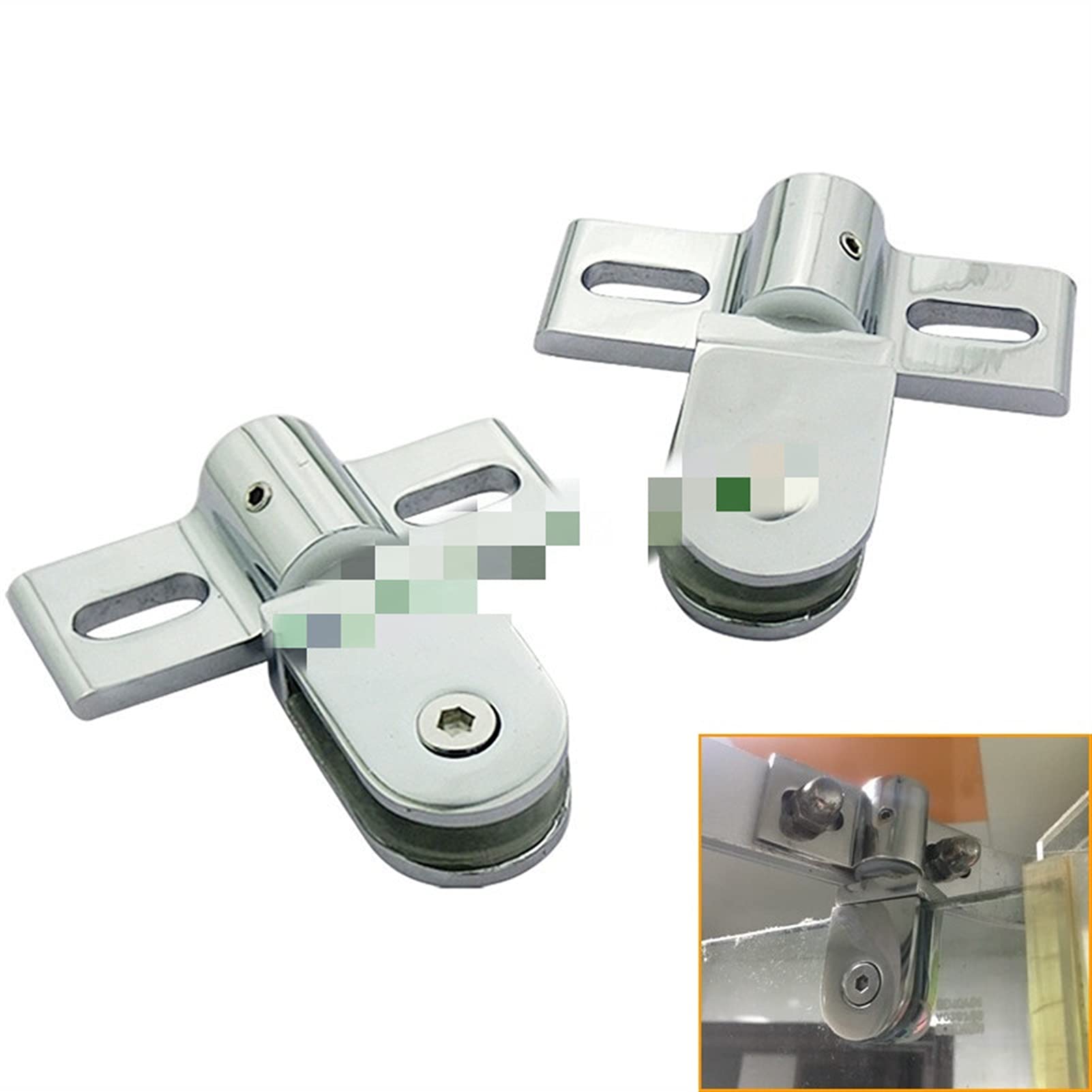 2PCS Premium Zinc Alloy & Stainless Steel Shower Glass Door Hinge Clips - Rustproof Rotating Door Shaft for Bathroom & Shower Enclosure Accessories - Perfect for Frameless Glass Door Installation and Replacement