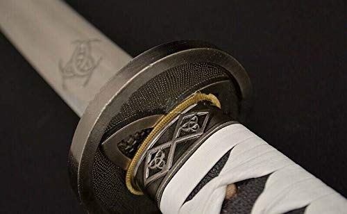 Walking Dead Michonne's Katana Sword - Authentic Damascus Folded Steel Blade for Zombie Apocalypse Survival & Cosplay