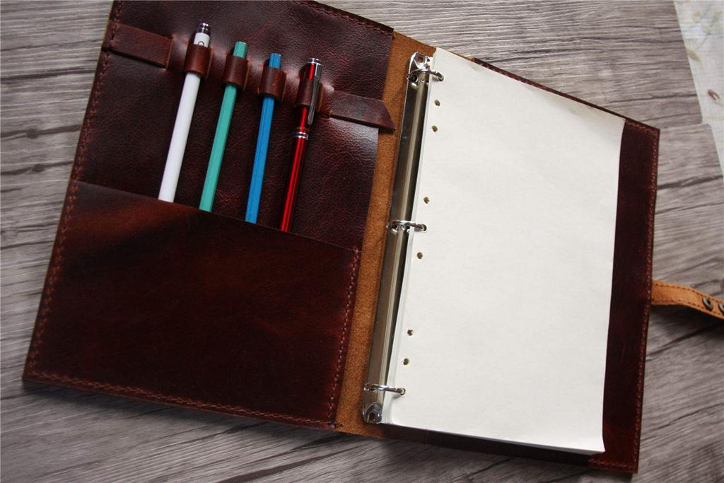 Premium Custom Burgundy Leather Sketchbook Organizer - Handmade Journal Notebook Cover for Artists, Writers & Students - Perfect for Drawing, Note Taking & Gift Giving