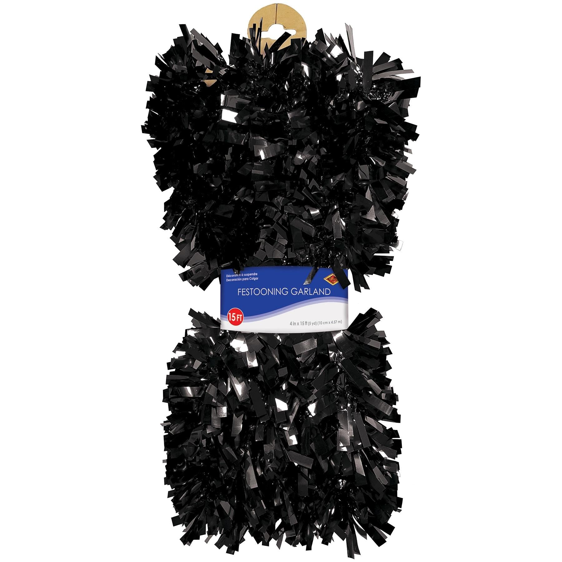 12 Pack Beistle 6-Ply Metallic Party Garland - Black | Premium Decoration for Christmas, Birthday, Wedding & Holiday Celebrations