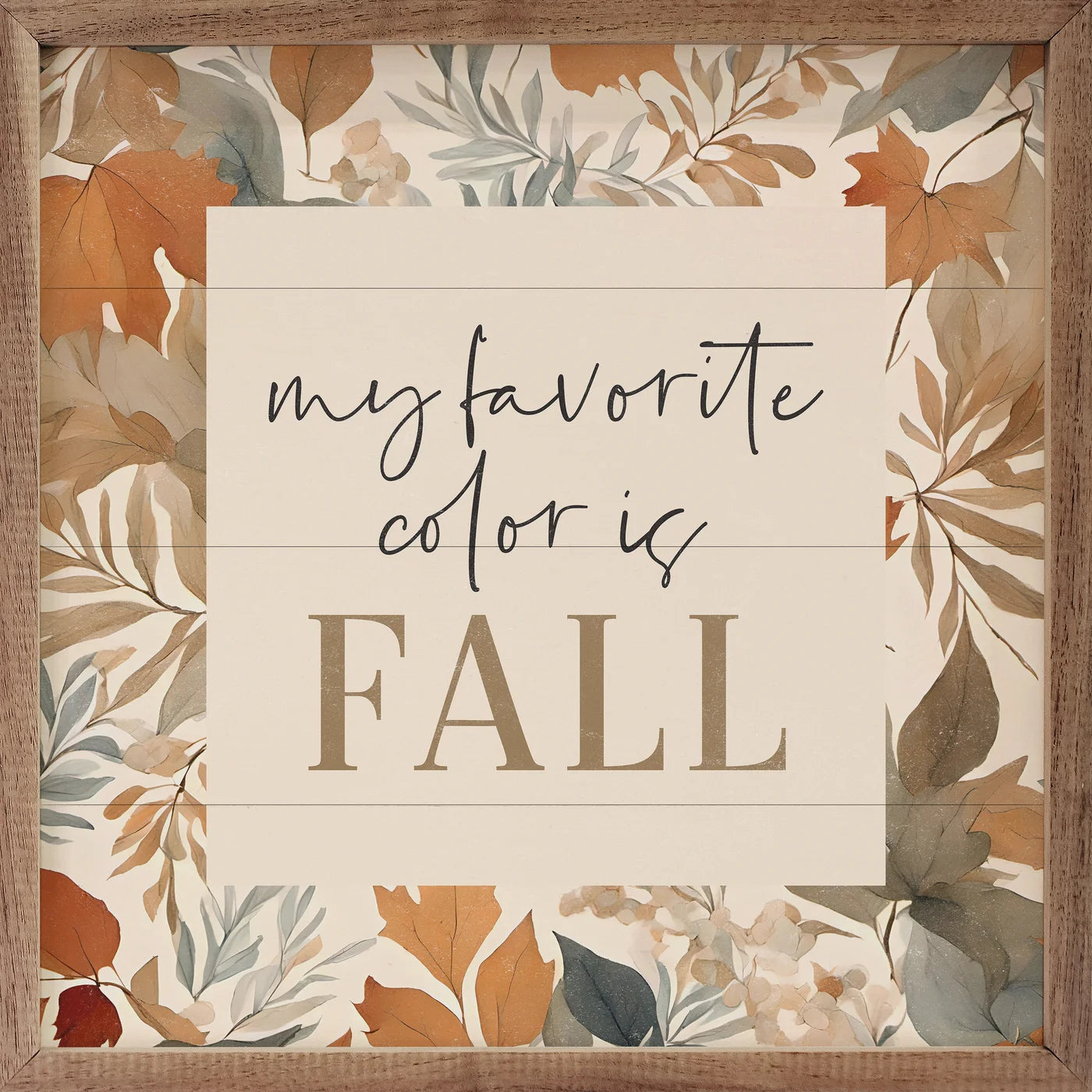 Fall My Favorite Color Wood Framed Print - Autumn Leaves Wall Art Decor for Living Room, Bedroom & Office