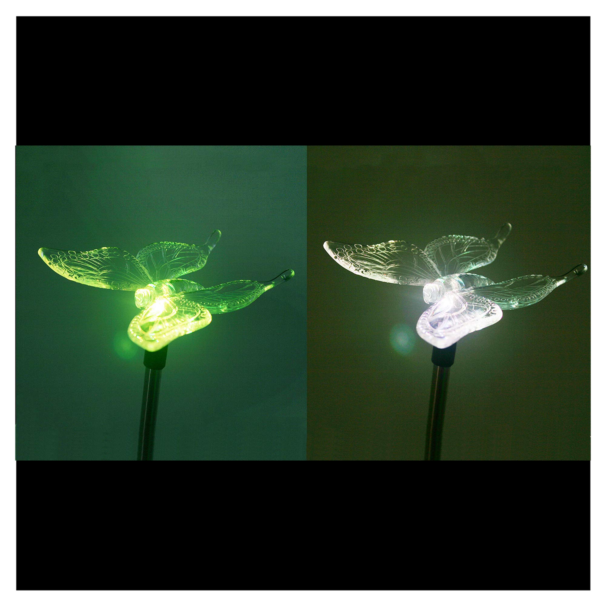 Solar Powered Garden Lights 2 Pack - Color Changing LED Landscape Path Lights for Outdoor Pathway, Lawn, Patio, Driveway & Yard | Butterfly Design Decorative Stake Lights | Weatherproof & Energy Efficient Solar Yard Decor