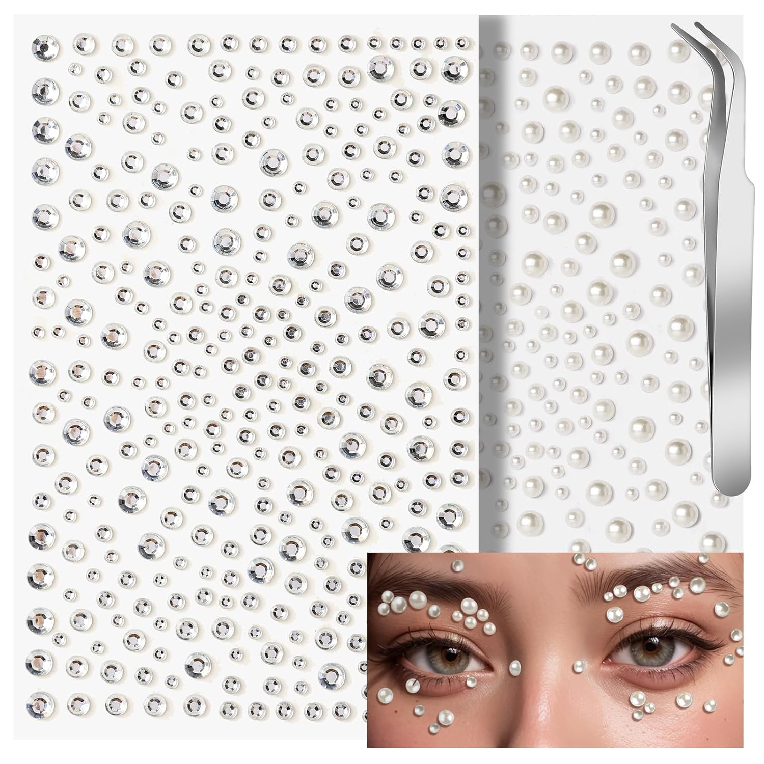 Self-Adhesive Iridescent Rhinestones for Makeup, Face, Nails - Perfect for DIY Beauty, Costume Design, and Festival Glam Looks