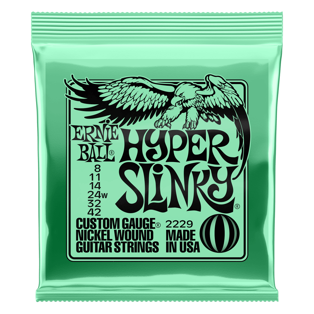 Ernie Ball 8-42 Hyper Slinky Nickel Wound Electric Guitar Strings - Perfect for Rock, Blues & Metal Players - Great for Studio Recording & Live Performances