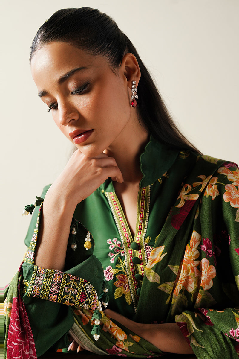 GREEN OASIS 3-Piece Satin Embroidered Suit Set for Women | Elegant Formal Outfit | Perfect for Weddings, Parties & Special Occasions