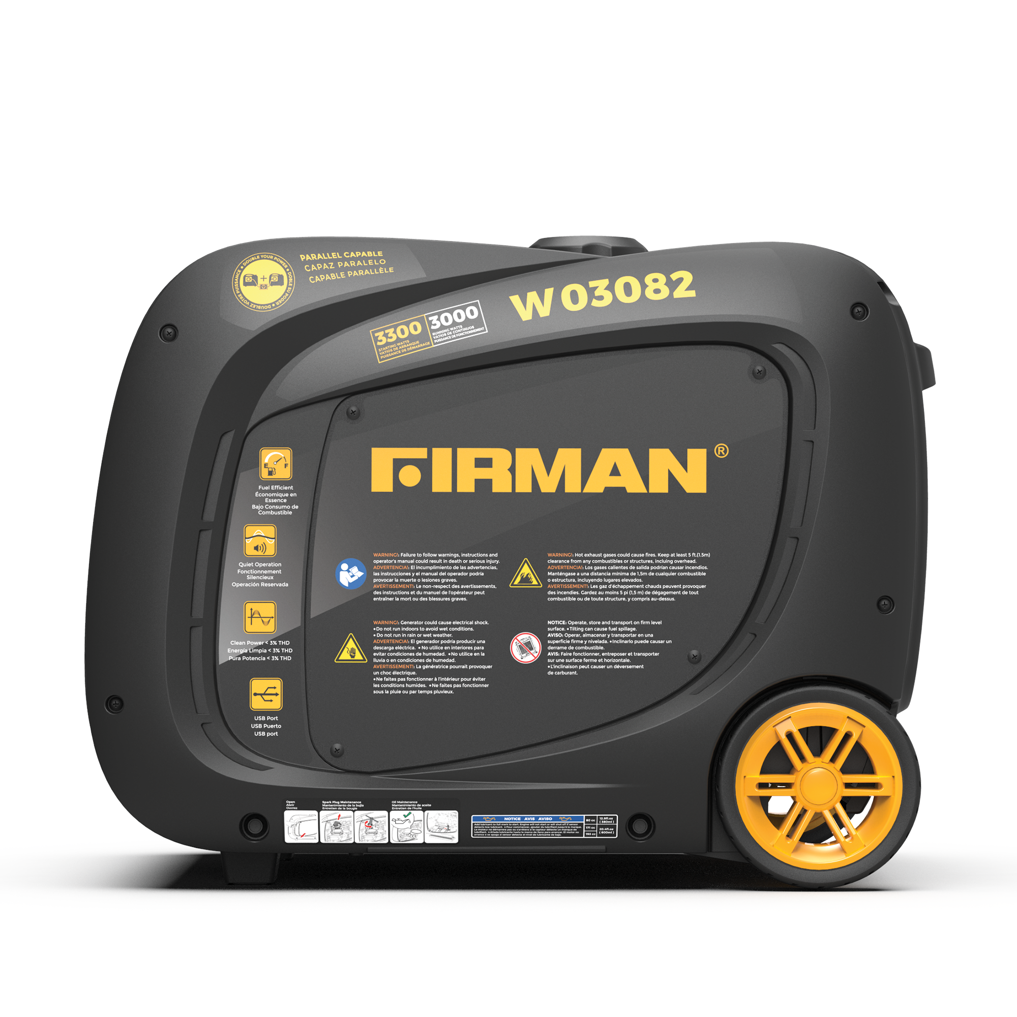 3300W Portable Inverter Generator with Electric Start - Quiet, Reliable Power for Camping, RV Trips & Emergency Backup