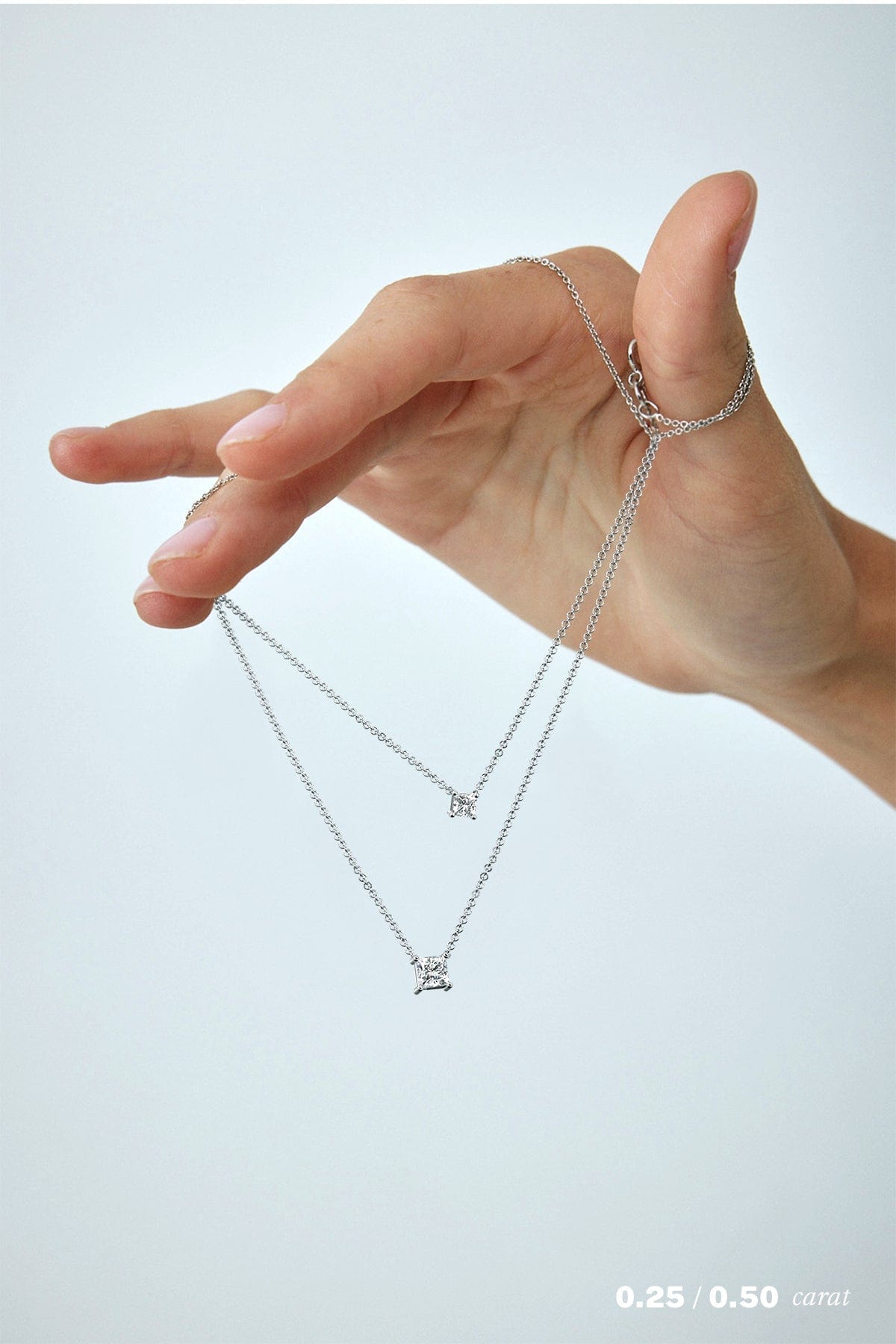 1/4 Carat Princess Cut Floating Diamond Necklace - Elegant & Timeless Jewelry for Women - Perfect for Weddings, Anniversaries & Special Occasions