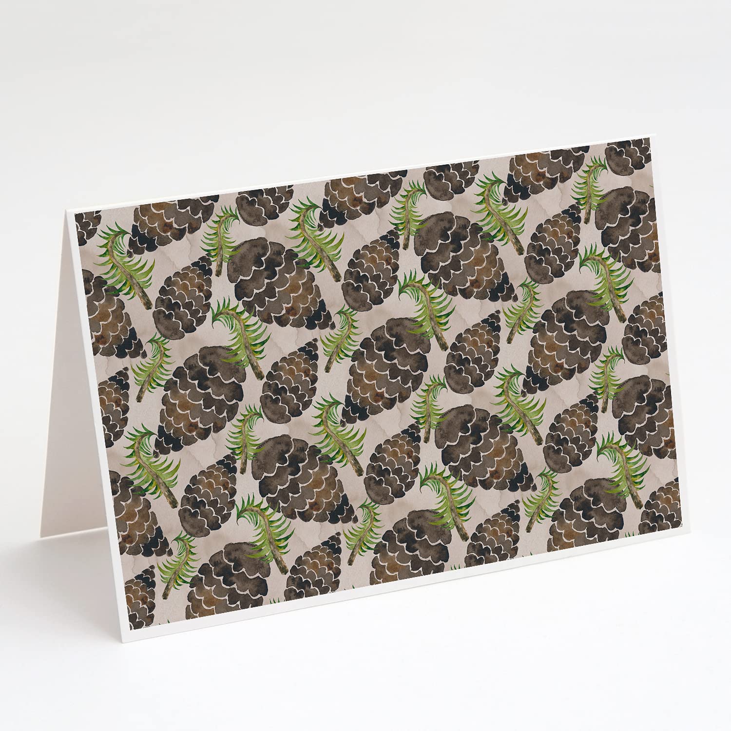 Watercolor Pine Cones Greeting Cards - Pack of 8 Blank A7 Note Cards (5x7) with Envelopes | Whimsical Stationery for Holidays, Thank You Notes & Special Occasions