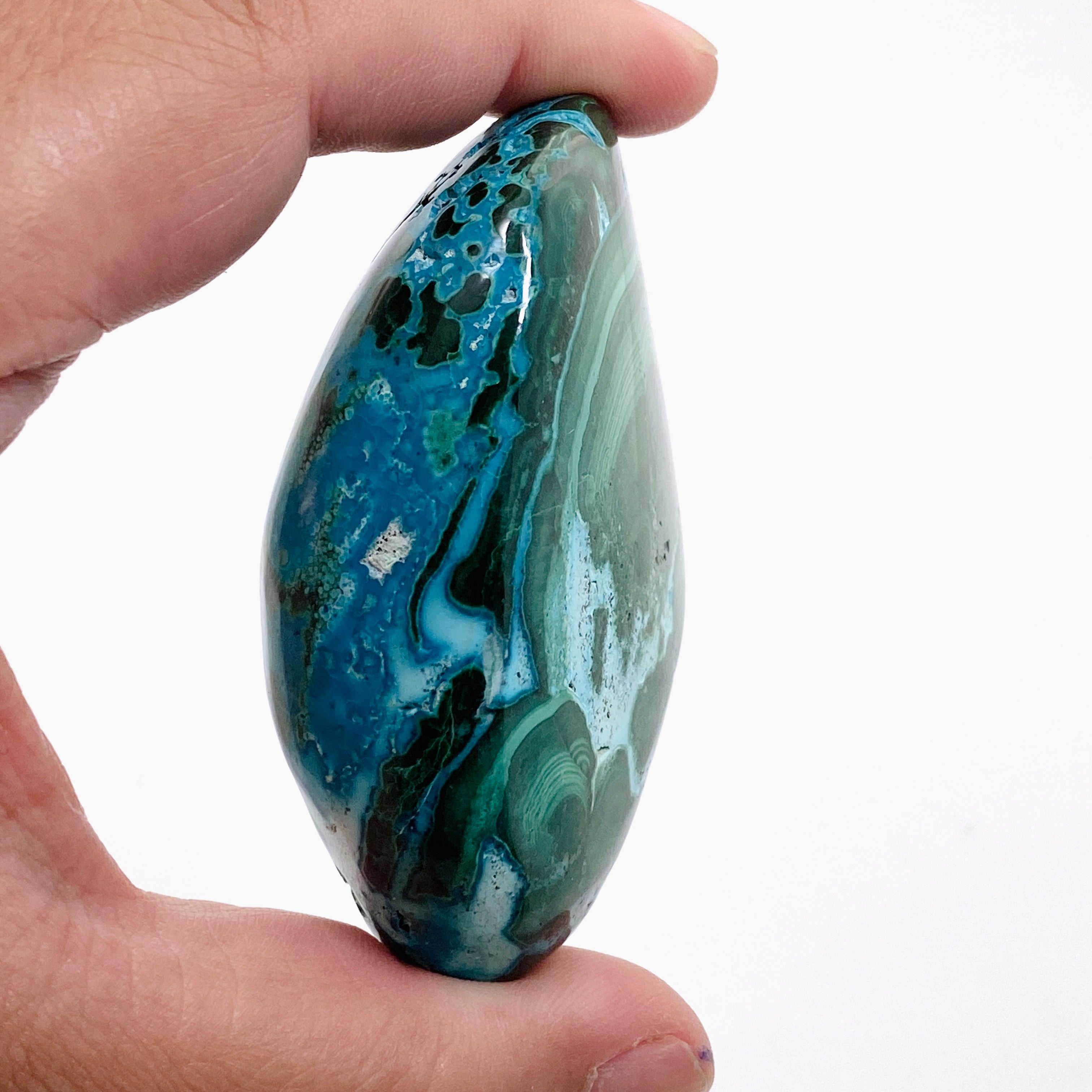 Natural Malachite and Chrysocolla Polished Freeform Stone - Congo CR3750 | Healing Crystal for Meditation, Jewelry Making & Home Decor