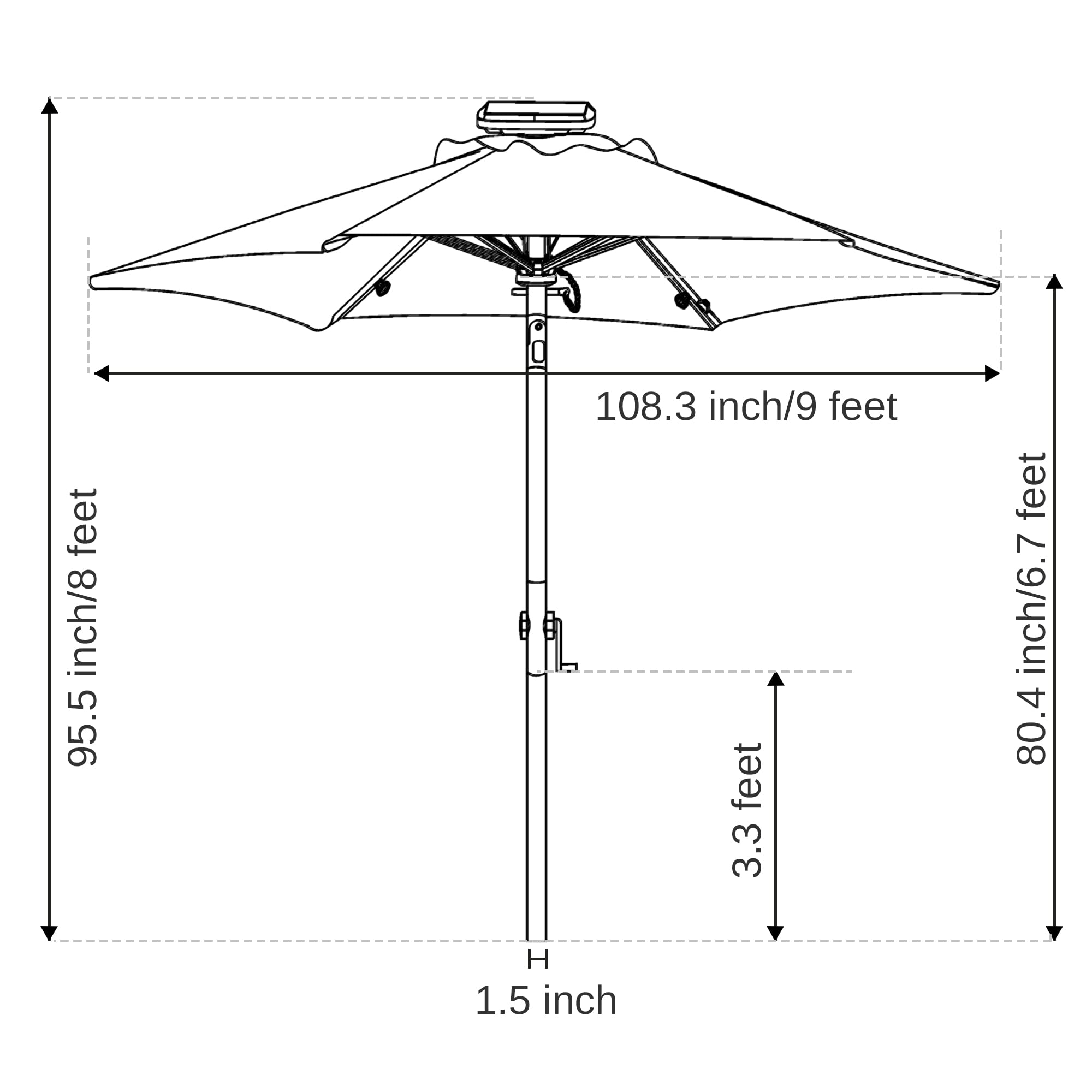 EAST OAK 9 ft Outdoor Patio Umbrella with 40 LED Solar Lights - Waterproof, UV 30+ Fade Resistant - Perfect for Garden, Deck, Backyard, Pool and Beach - Beige | Ideal for Outdoor Dining, Lounging, and Summer Parties