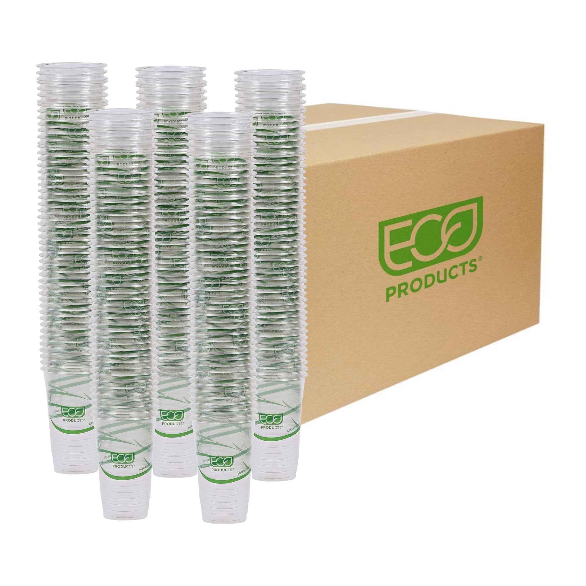 ECO PRODUCTS GreenStripe Clear Compostable 20oz PLA Large Plastic Cups - Case of 1000 | BPI Certified & ASTM Compliant | Plant-Based Disposable Cold Drink Cups for Parties, Picnics, Offices & Restaurants | Eco-Friendly Alternative to Plastic