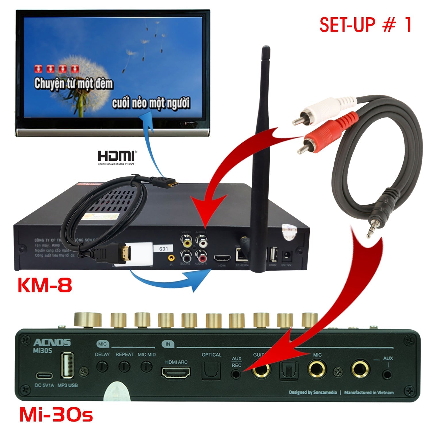 ACNOS KM 8 Professional Karaoke Machine with Mi 30s Bluetooth Mixer & 2 Wireless Microphones - Complete Home Karaoke System for Parties, Family Gatherings & Entertainment