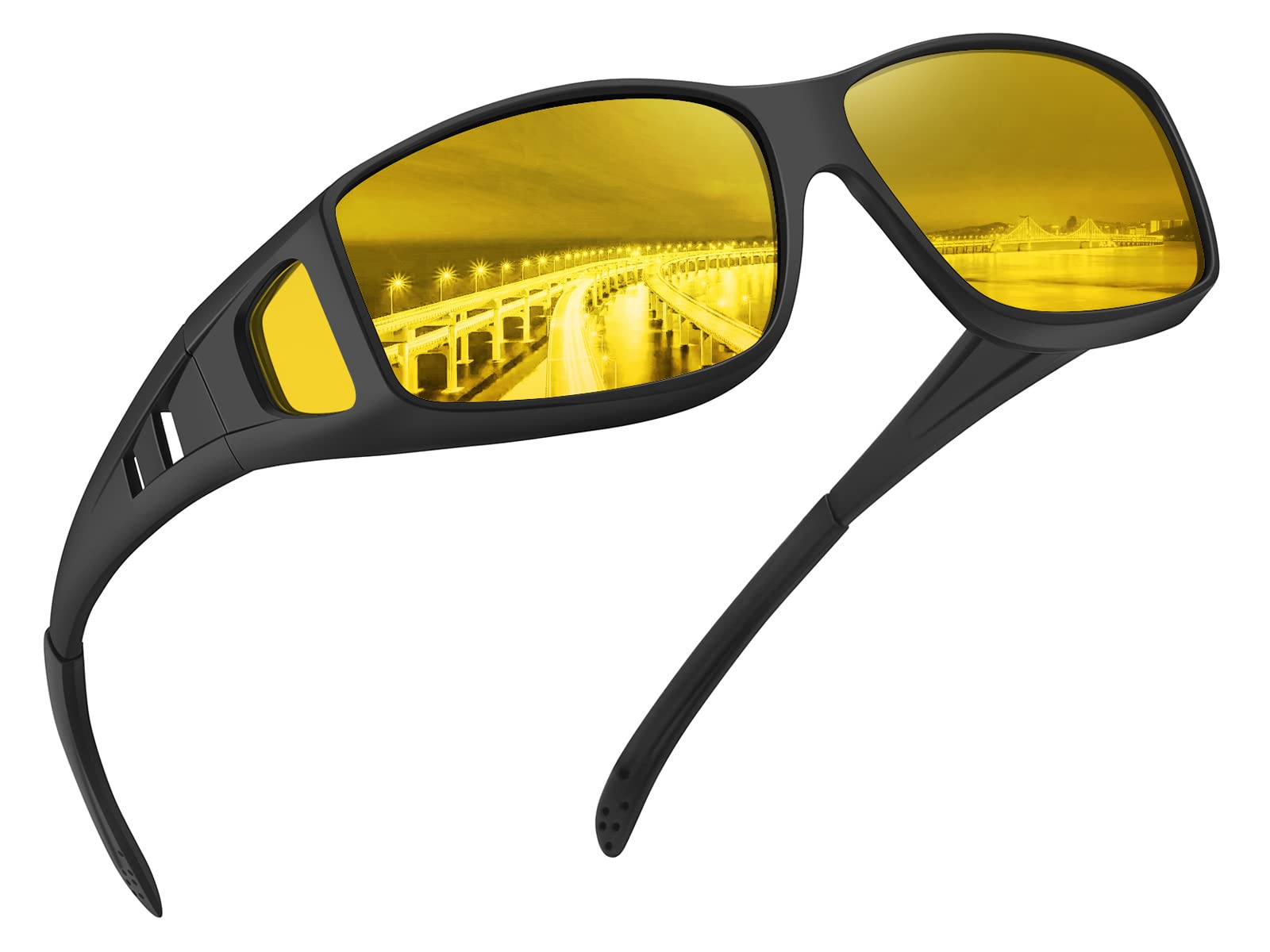 Night Vision Driving Glasses - Polarized Fit Over Sunglasses for Men - Perfect for Night Driving & Outdoor Activities