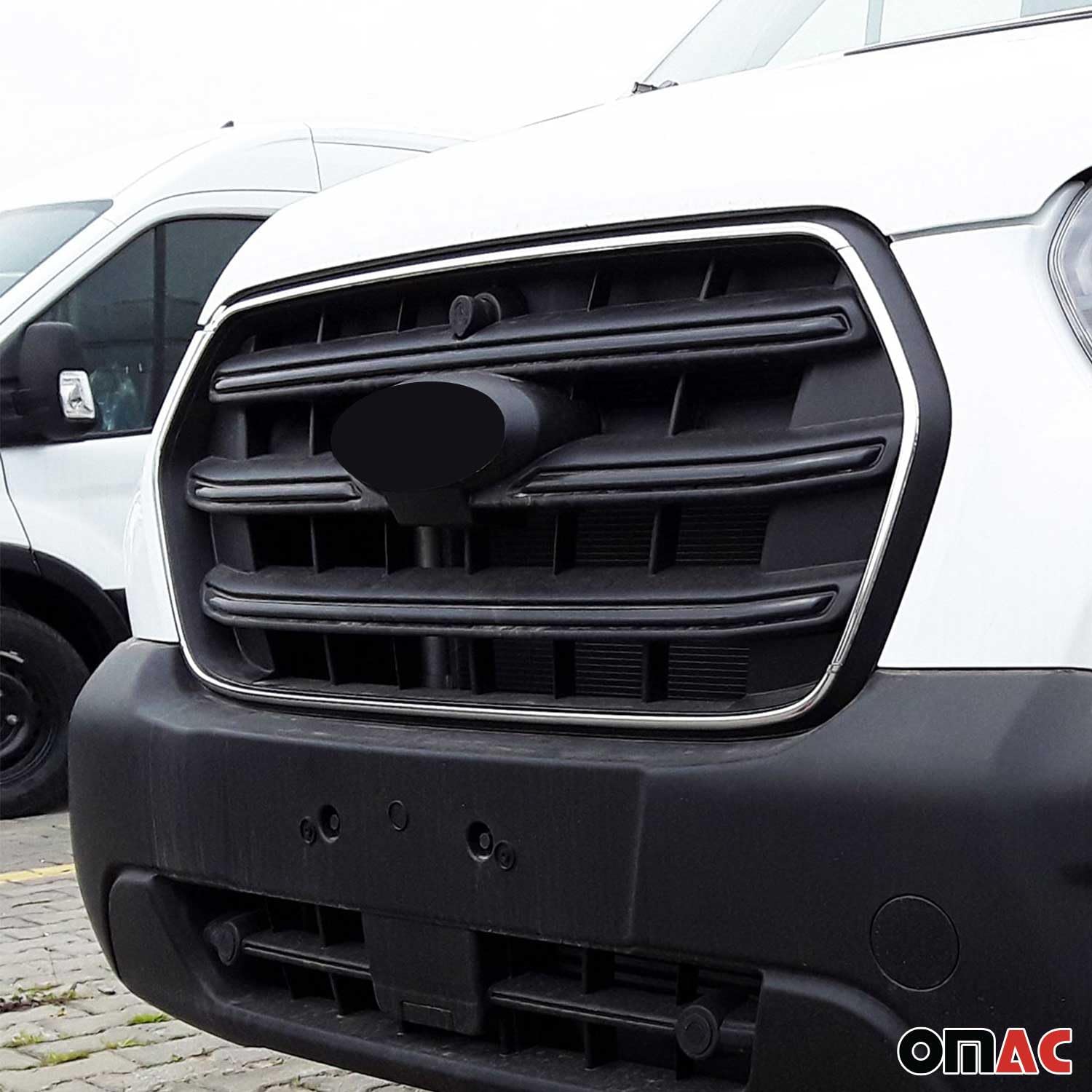 OMAC Front Bumper Grill Trim Molding Kit for Ford Transit 150/250/350 (2021-2025) - Heavy Duty Steel 4-Piece Set - Enhances Vehicle Appearance & Protection for Work Trucks & Commercial Vans