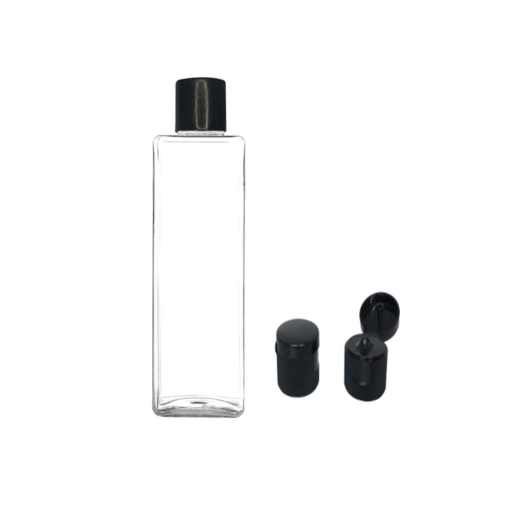 5-Pack 100ml Clear Refillable Travel Squeeze Bottles with Black Flip Cap - Leakproof Square Plastic Containers for Toiletries, Shampoo, Lotion & Cosmetics | Perfect for Travel, Gym, Camping & Home Organization