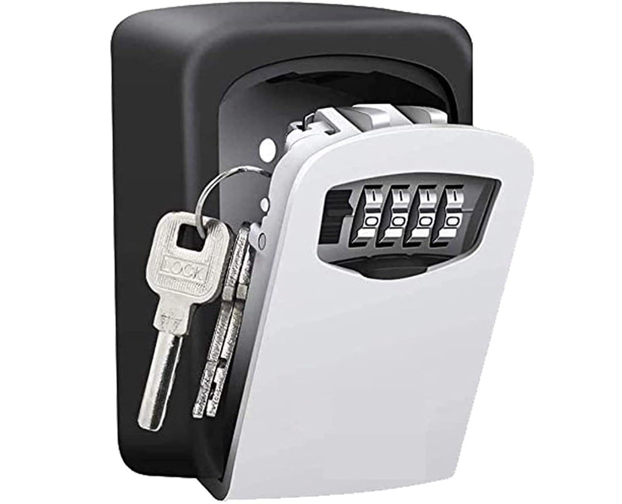 LEXSO Wall Mounted Key Safe Lock Box with Resettable Combination Code - Secure Outdoor Key Hider for Home, Office & Vacation Rentals - Weatherproof Numeric Lock for Spare Keys (Great for Realtors, Airbnb Hosts & Property Managers)