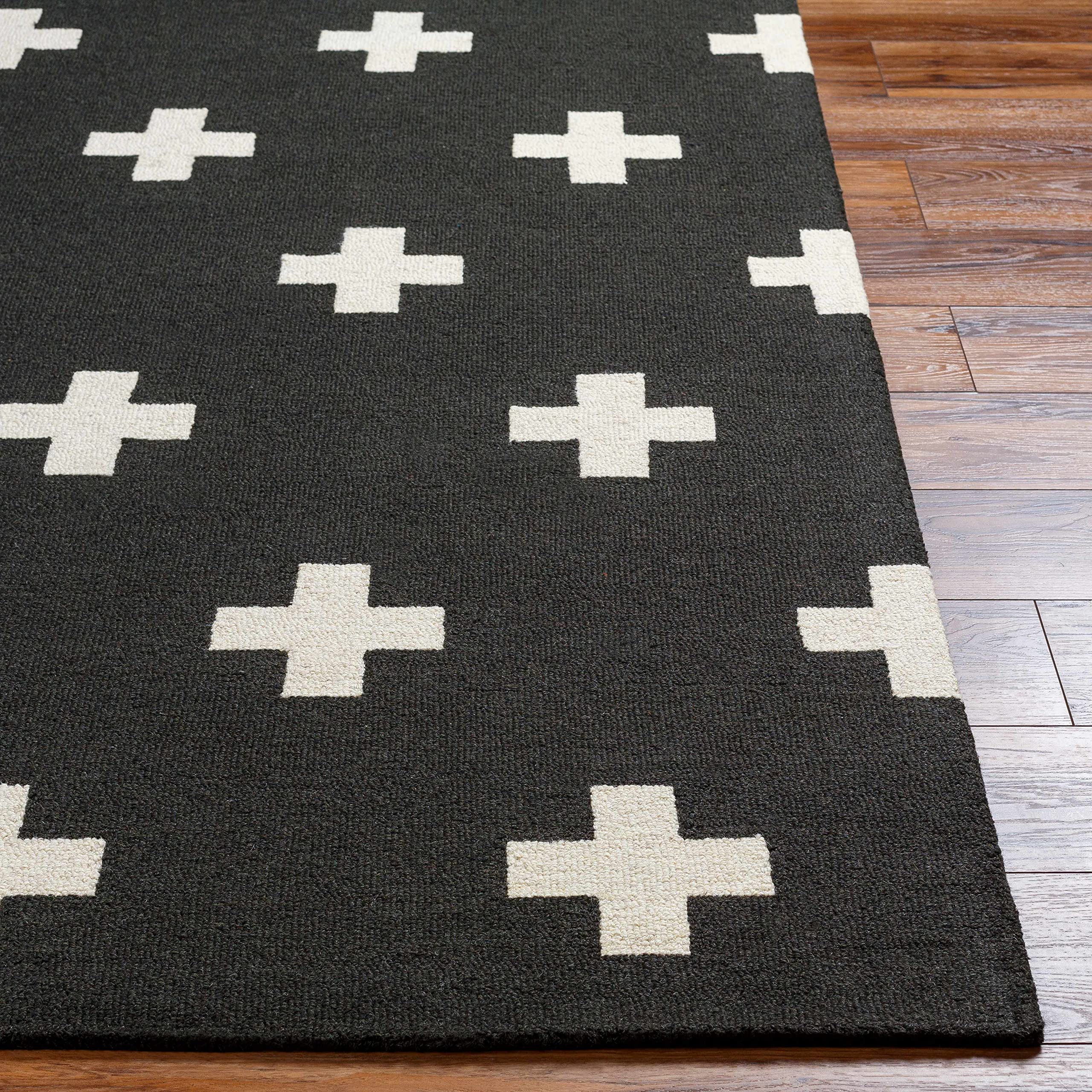 Hauteloom Shawanee Wool Area Rug 3' x 5' - Modern Black & White Handmade Rug for Living Room, Bedroom - Soft & Durable Home Decor - Perfect for Cozy Spaces, Home Office & Nursery