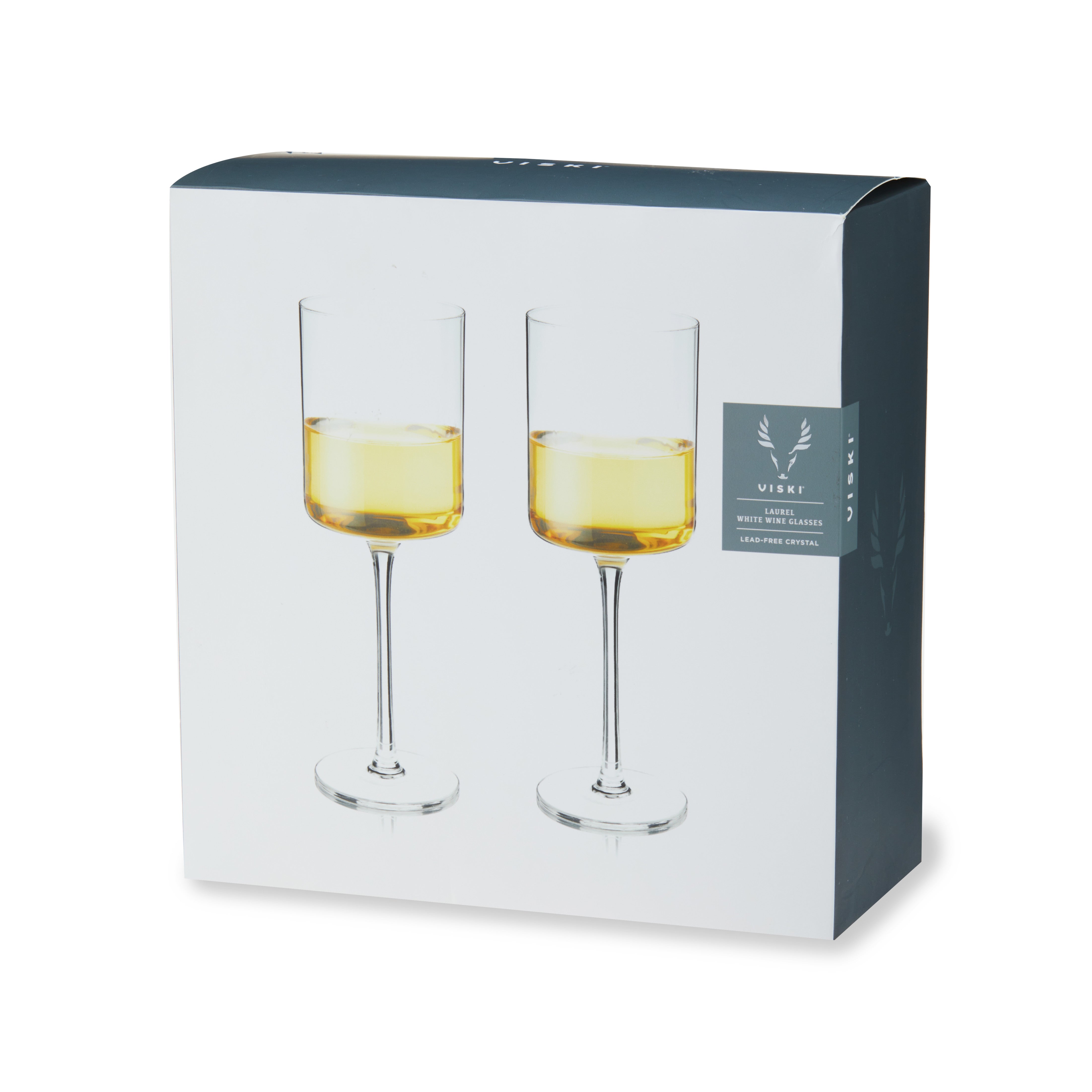 Premium Laurel Crystal White Wine Glasses Set of 2 - Elegant Stemware for Chardonnay, Sauvignon Blanc & Fine Dining - Perfect for Weddings, Anniversaries & Dinner Parties