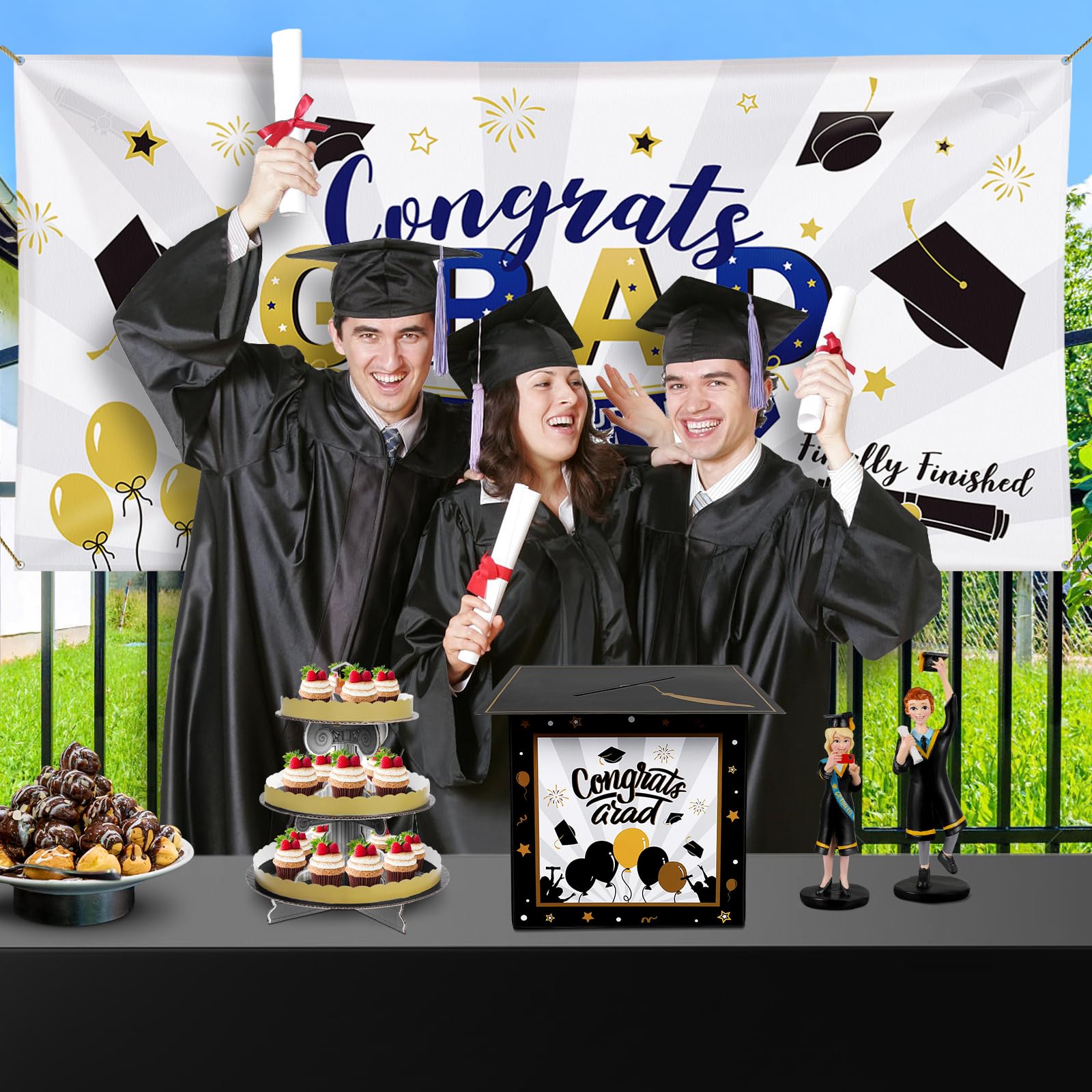PRETYZOOM 2023 Graduation Card Box - Congrats Grad Gift Box Holder for Graduation Party, Ceremony & Birthday - Perfect Graduation Party Supplies for High School & College Graduates - Great for Photo Displays & Gift Card Storage