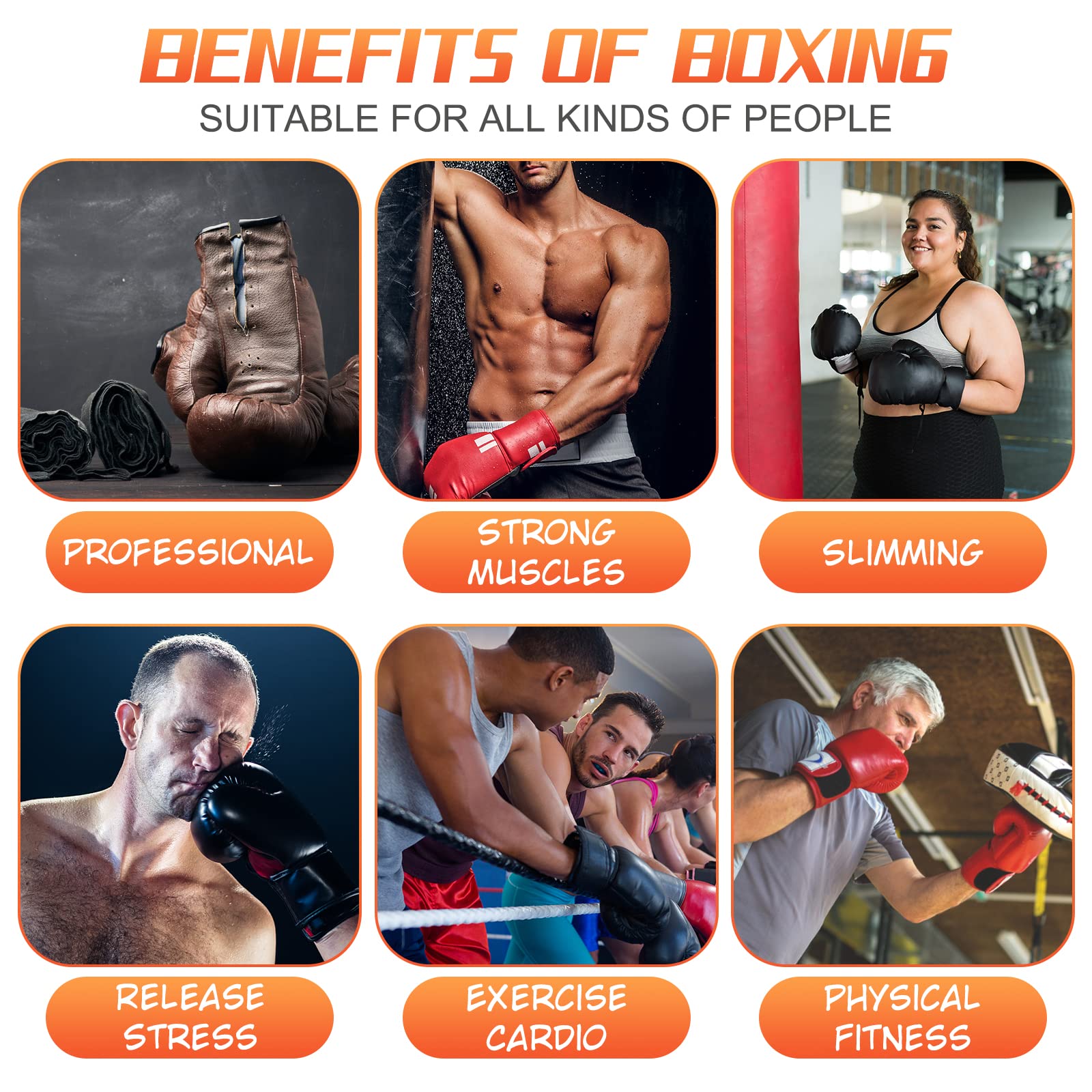Adjustable Height Free Standing Reflex Boxing Bag with Thick Base & Reinforced Spring - Heavy Duty Speed Bag for Stress Relief, Boxing Training & Home Gym Fitness Workouts