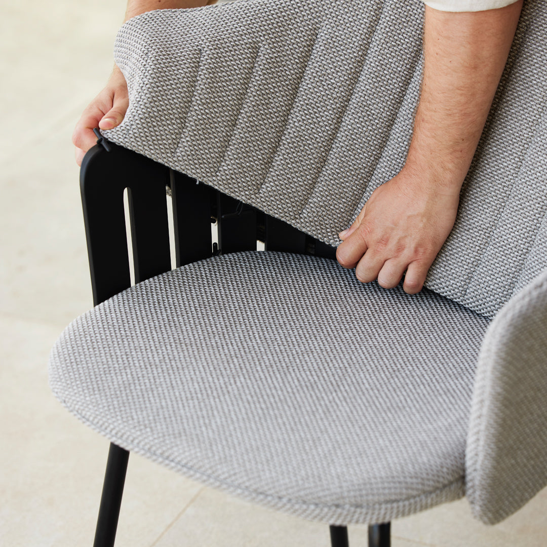 Premium Outdoor Counter Chair with Wood Base - Includes Comfortable Back & Seat Cushions - Perfect for Patio, Deck, Poolside & Bar Counter Seating